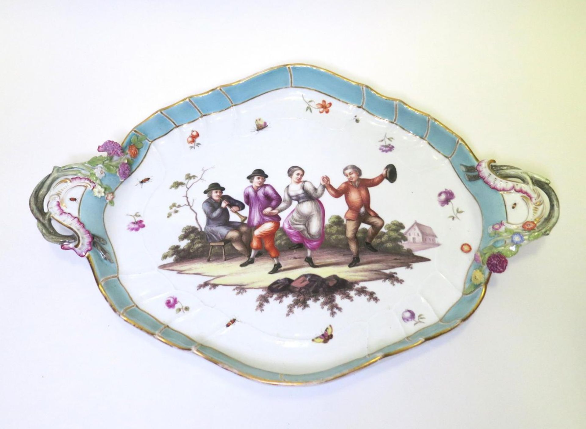 Meissen: Large porcelain platter with genre scene - Image 2 of 6
