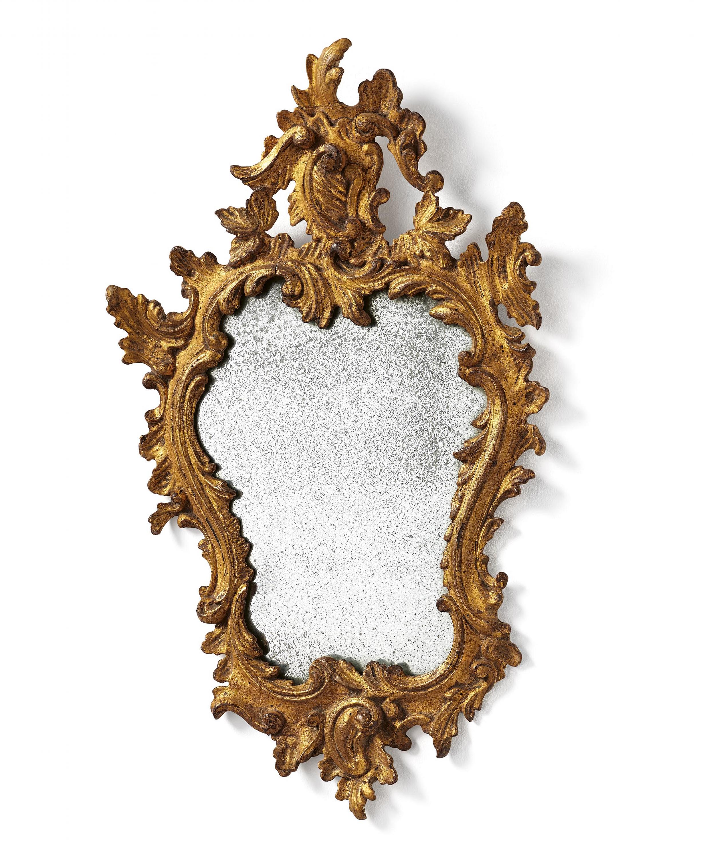 Southern German: CARTOUCHE-SHAPED WOODEN MIRROR