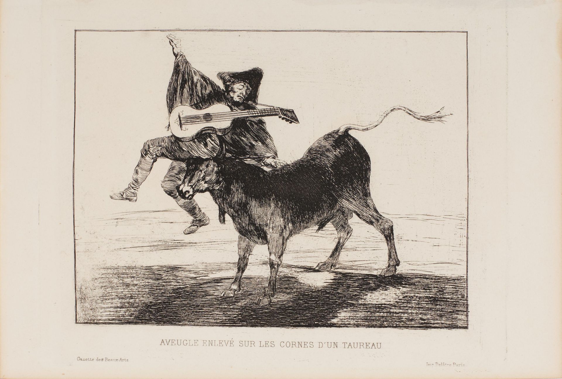 Francisco José de Goya y Lucientes: Aveugle enlevé sur les cornes d'un Taureau
