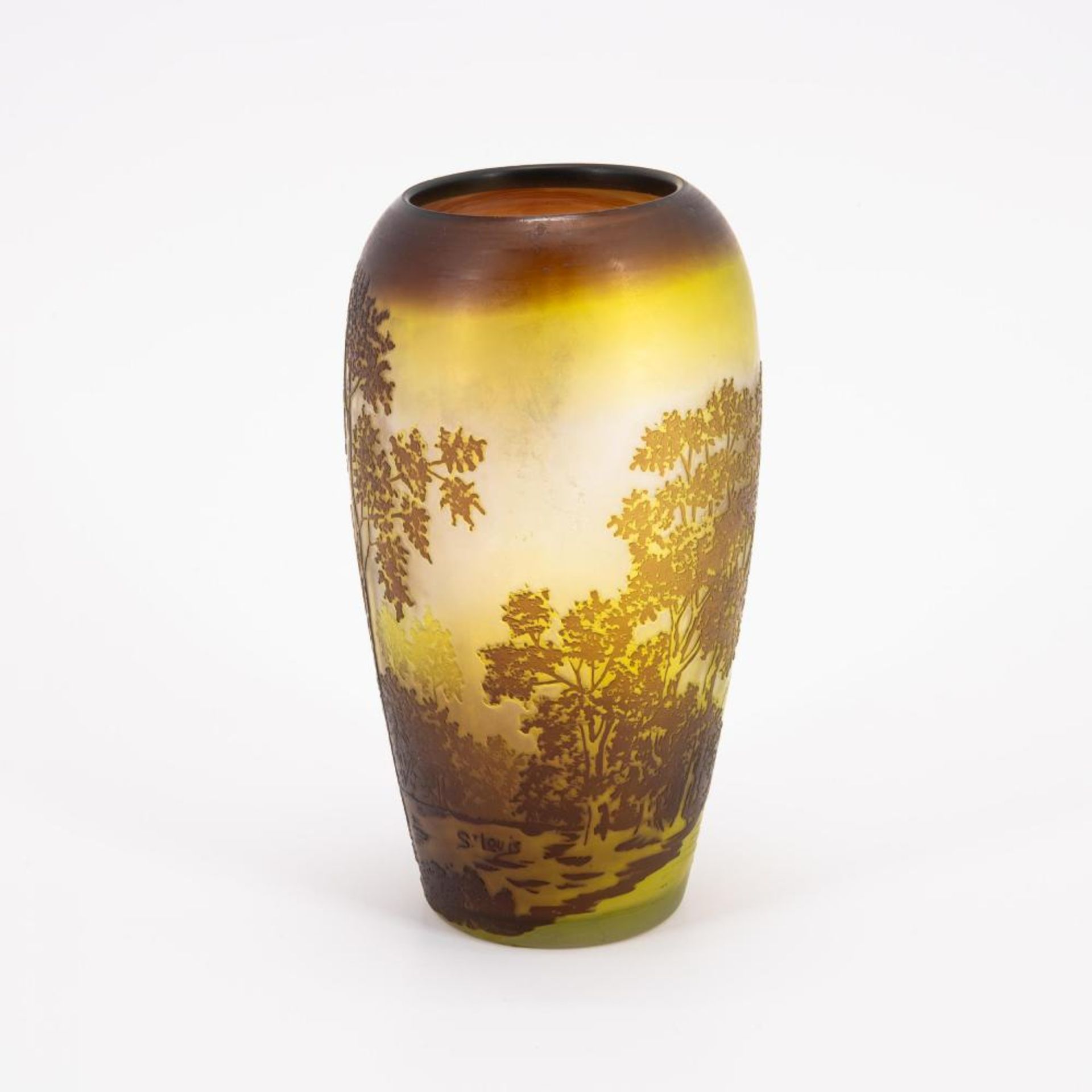 Cristallerie Saint Louis: Ovoide Vase mit Auenlandschaft - Image 2 of 7