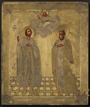 Moskau: Ikone mit zwei Heiligenfiguren