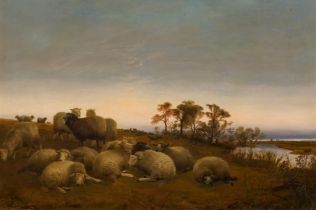 Thomas Sidney Cooper: Lagernde Schafe in der Morgendämmerung