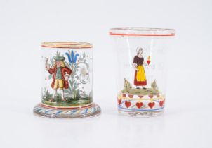Wohl Böhmen: Zwei Historismus-Gläser mit figürlichen Dekoren