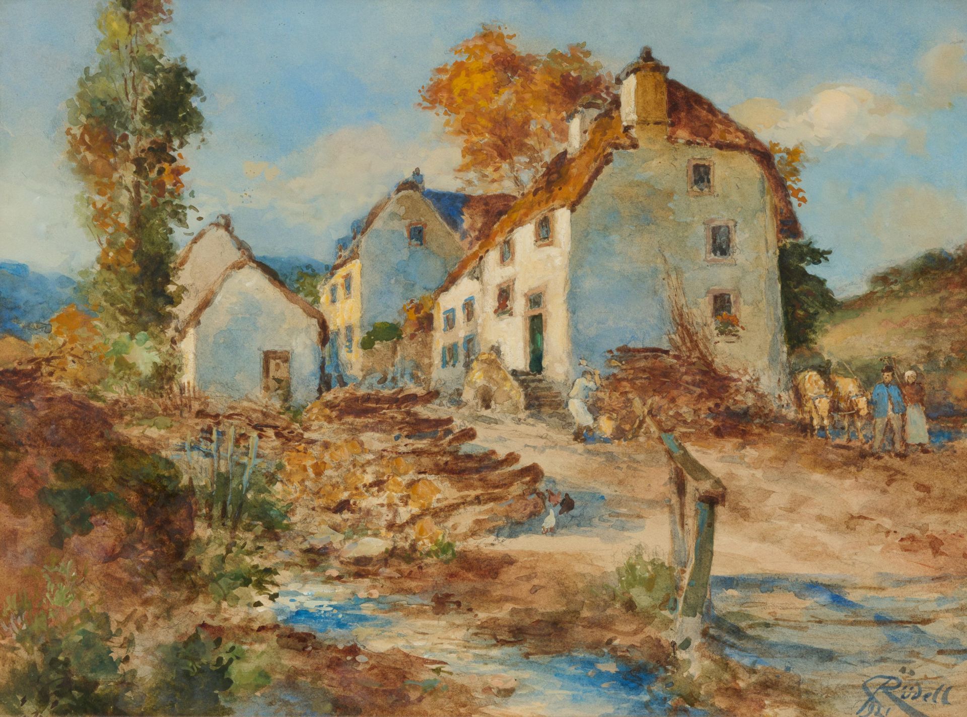 Carl Rüdell: "Dorf in der Eifel (Cronenburger Hütten)"