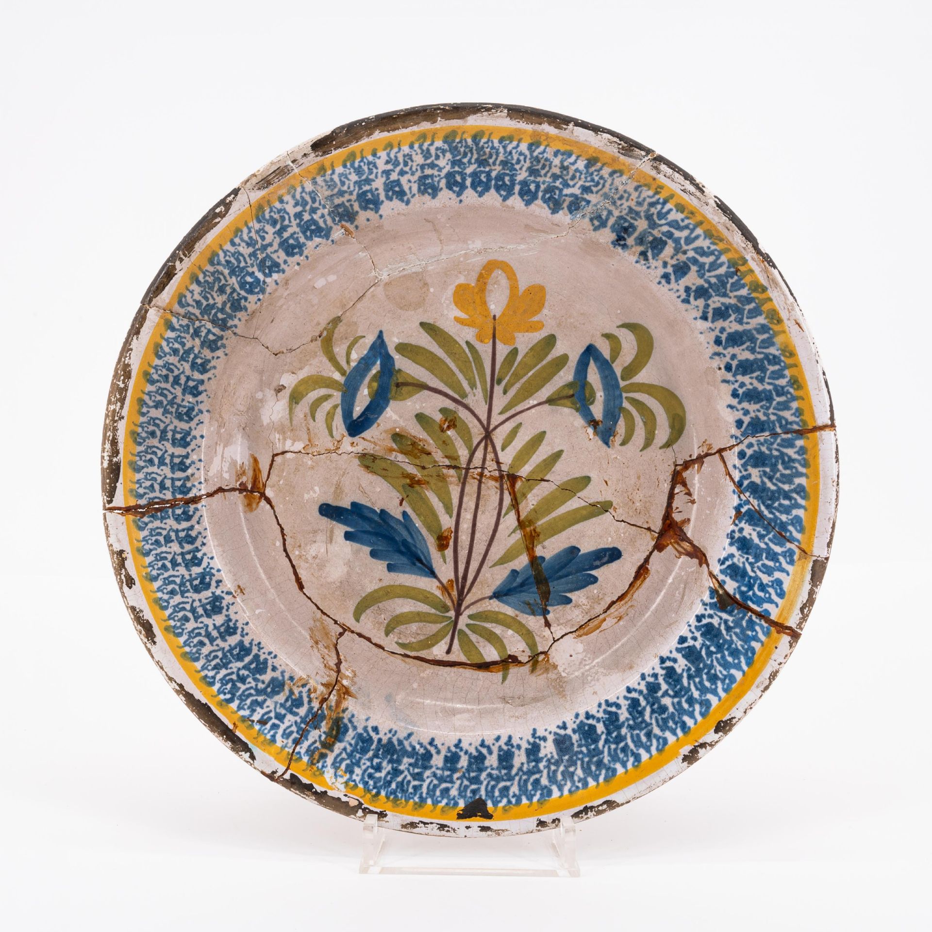Frankreich und Delft: 4 Teller mit floralen Dekoren - Image 10 of 23