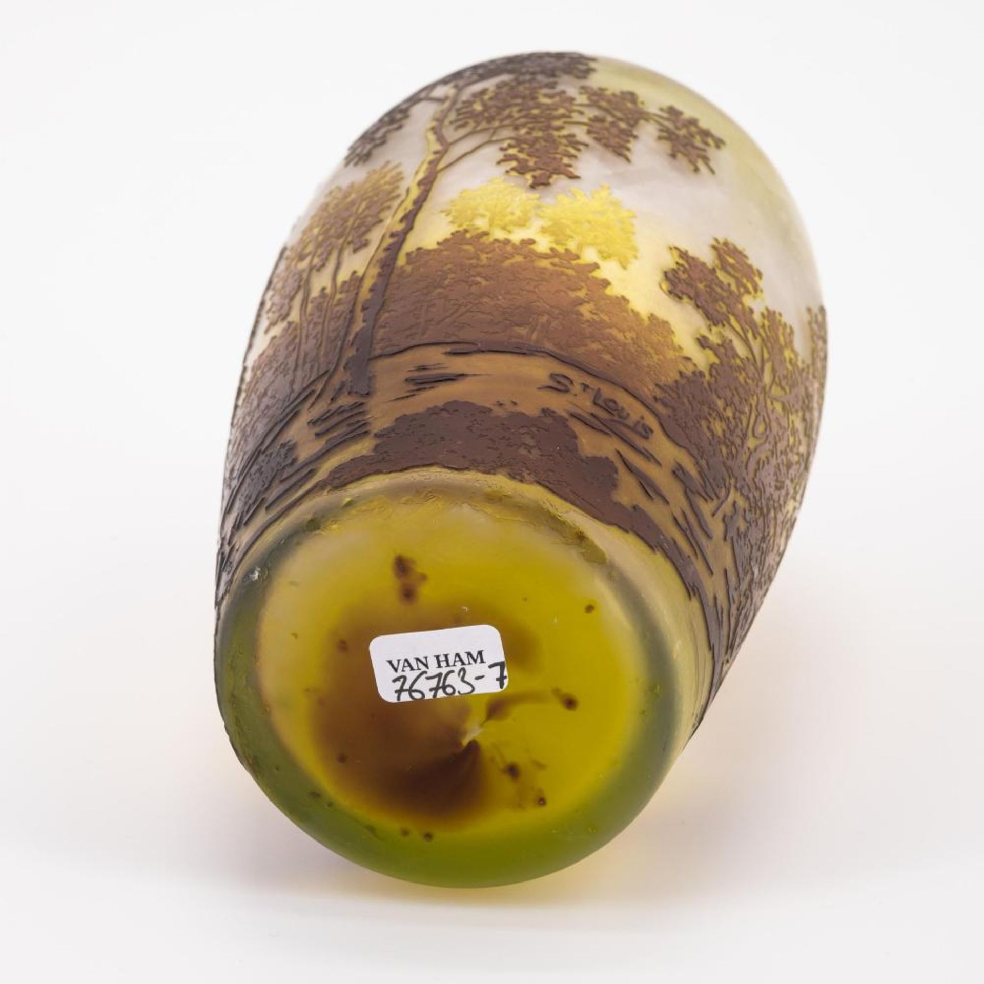 Cristallerie Saint Louis: Ovoide Vase mit Auenlandschaft - Image 6 of 7