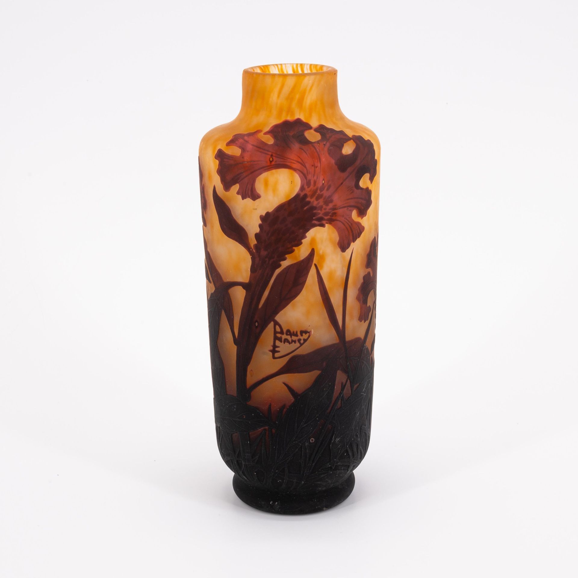 Daum Frères: Kleine zylindrische Vase mit exotischem Blumendekor - Image 4 of 7