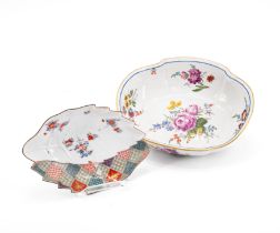 Meissen: Ovale Schale mit Blumendekor &amp; Blattschale mit Kakiemondekor