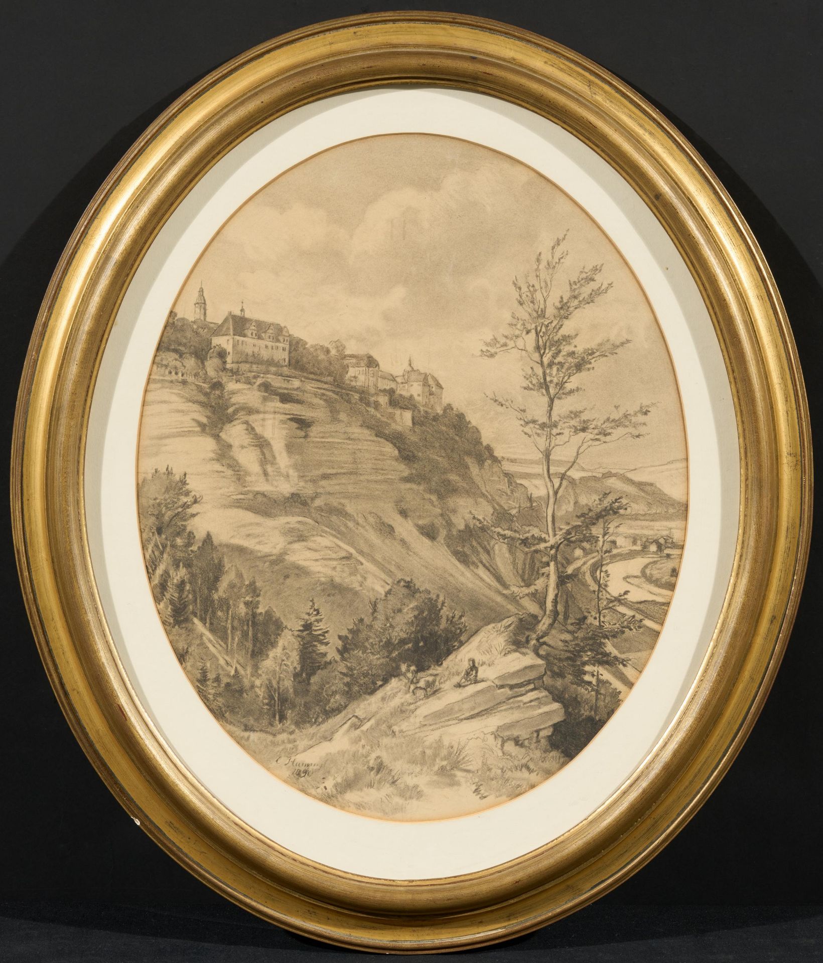 Carl Maria Nicolaus Hummel: Sächsische Landschaft an der Elbe - Image 2 of 3