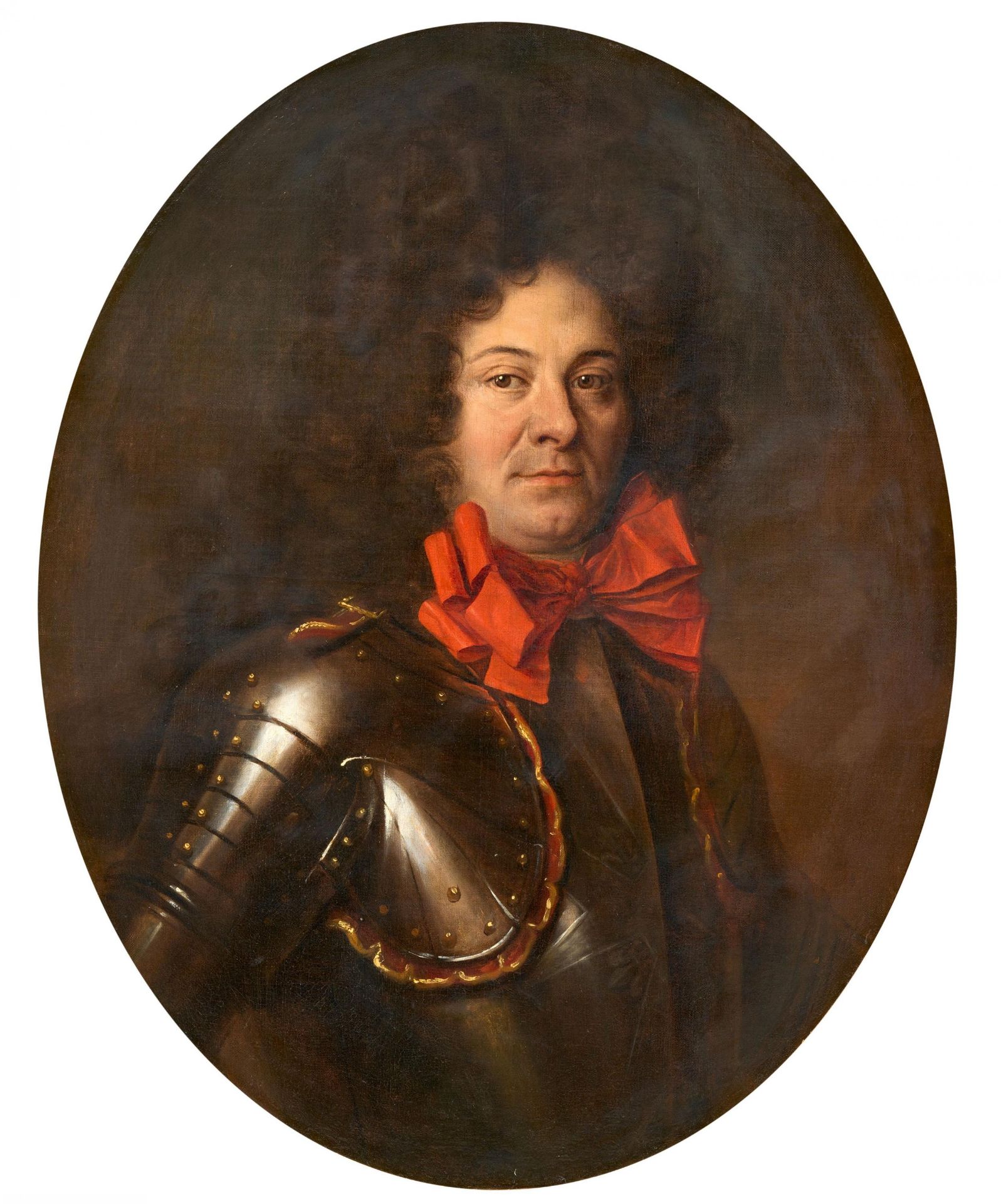 French School: Bust of a Noble Gentleman in Armour with Red Ribbon
