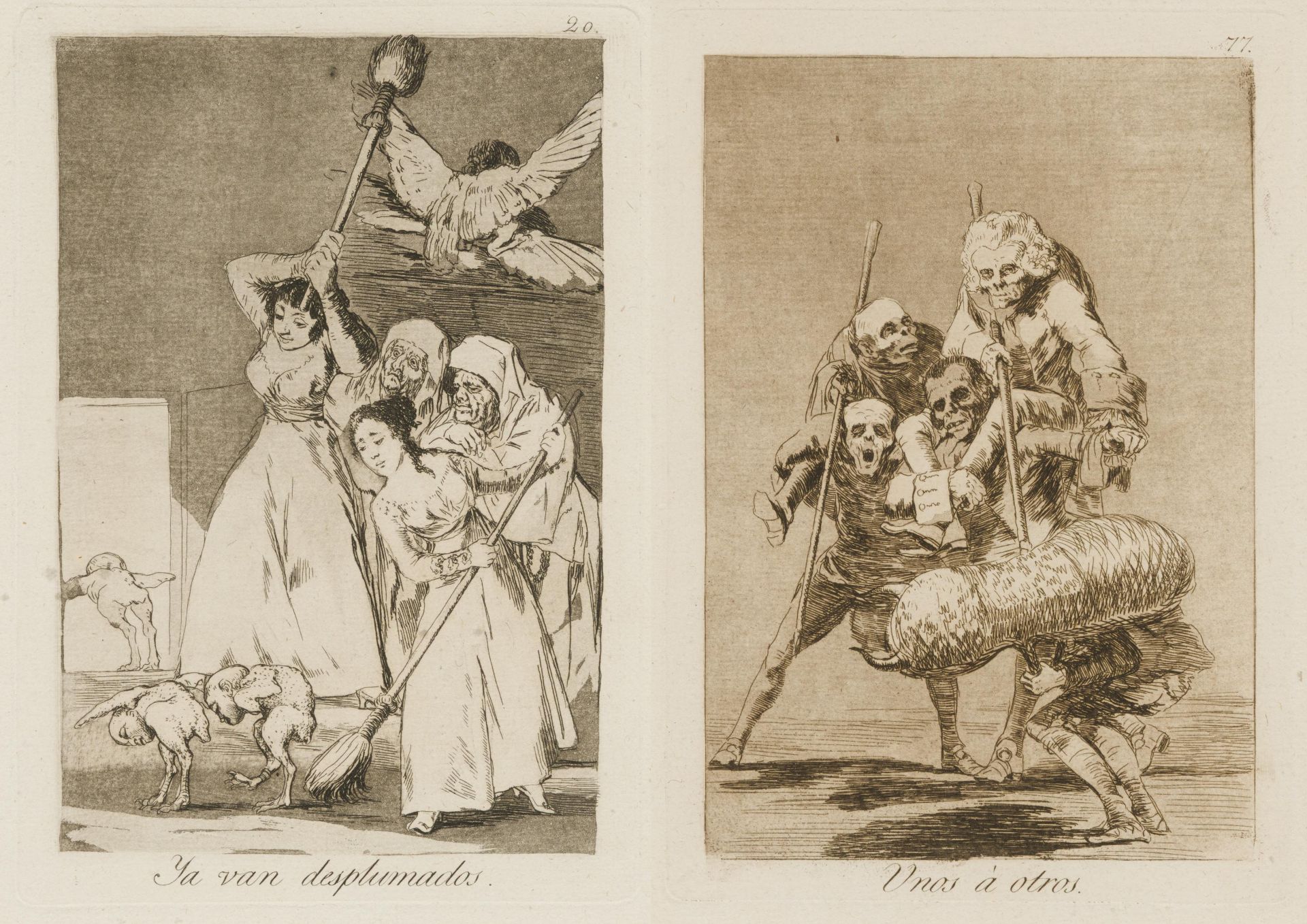 Francisco José de Goya y Lucientes: Zwei Blätter aus der Folge "Los Caprichios"