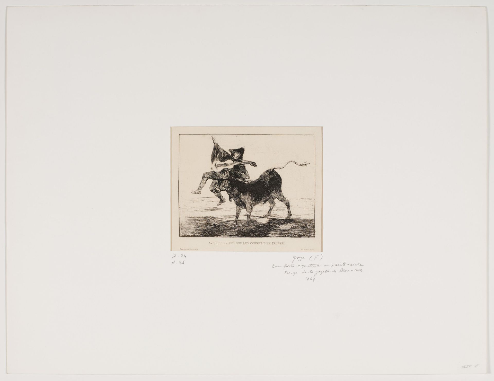 Francisco José de Goya y Lucientes: Aveugle enlevé sur les cornes d'un Taureau - Image 4 of 4