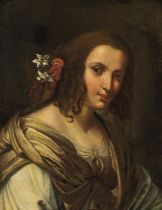 Florentiner Schule: Porträt einer Dame mit Blumenschmuck im Haar