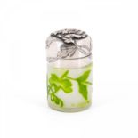 GLASS INK WELL WITH FLORAL DECOR