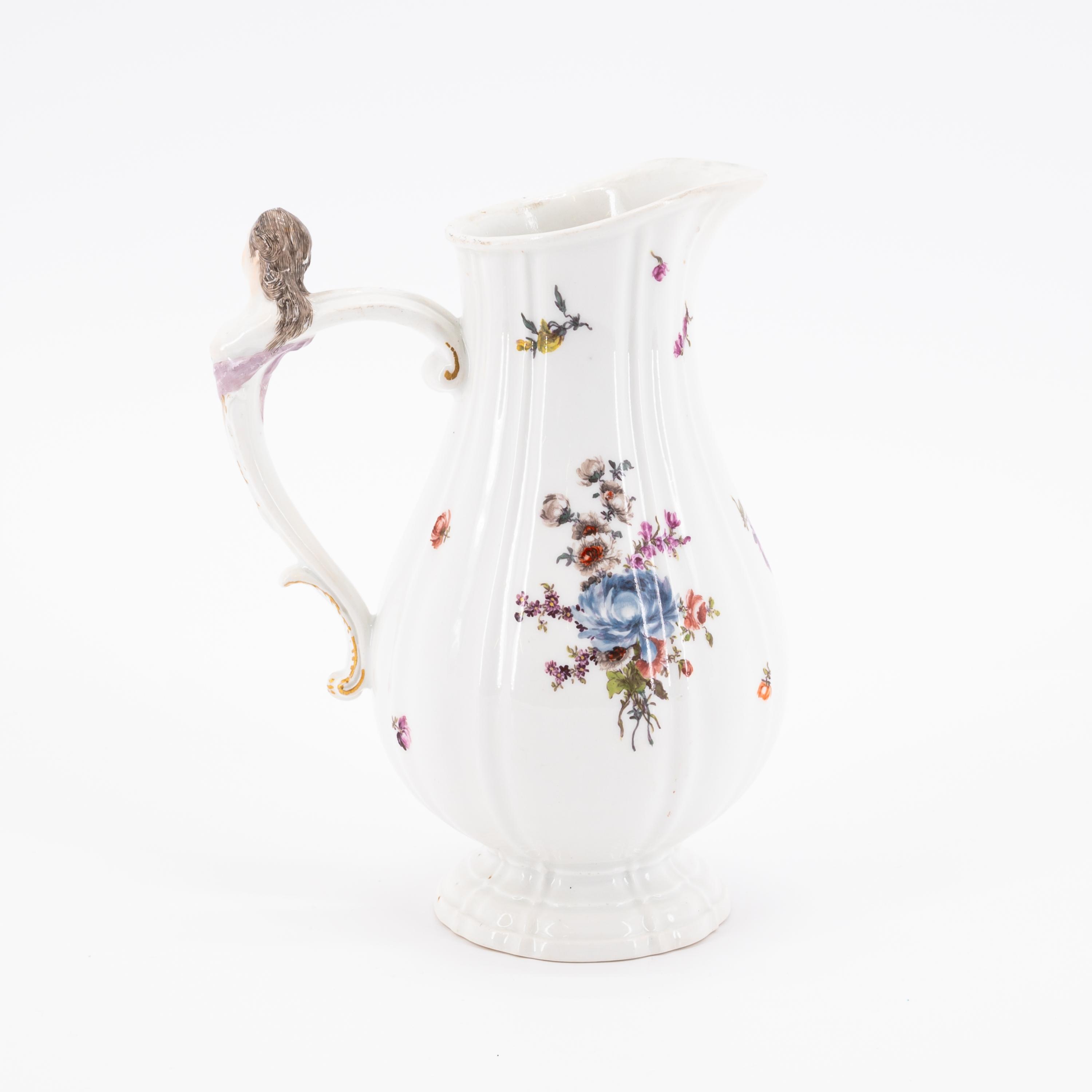 TWO PORCELAIN VASES, ONE MILK JUG AND ONE SMALL BOWL WITH OMBRE FLOWERS - Image 9 of 13
