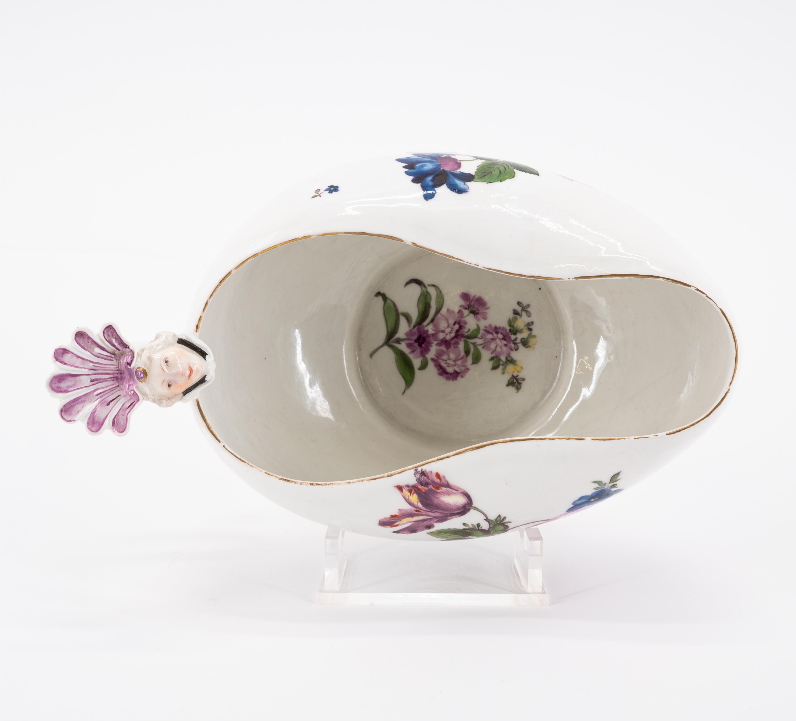 PORCELAIN BOURDALOU, BOWL AND CHOCOLATE POT WITH FLORAL DECOR - Image 7 of 13