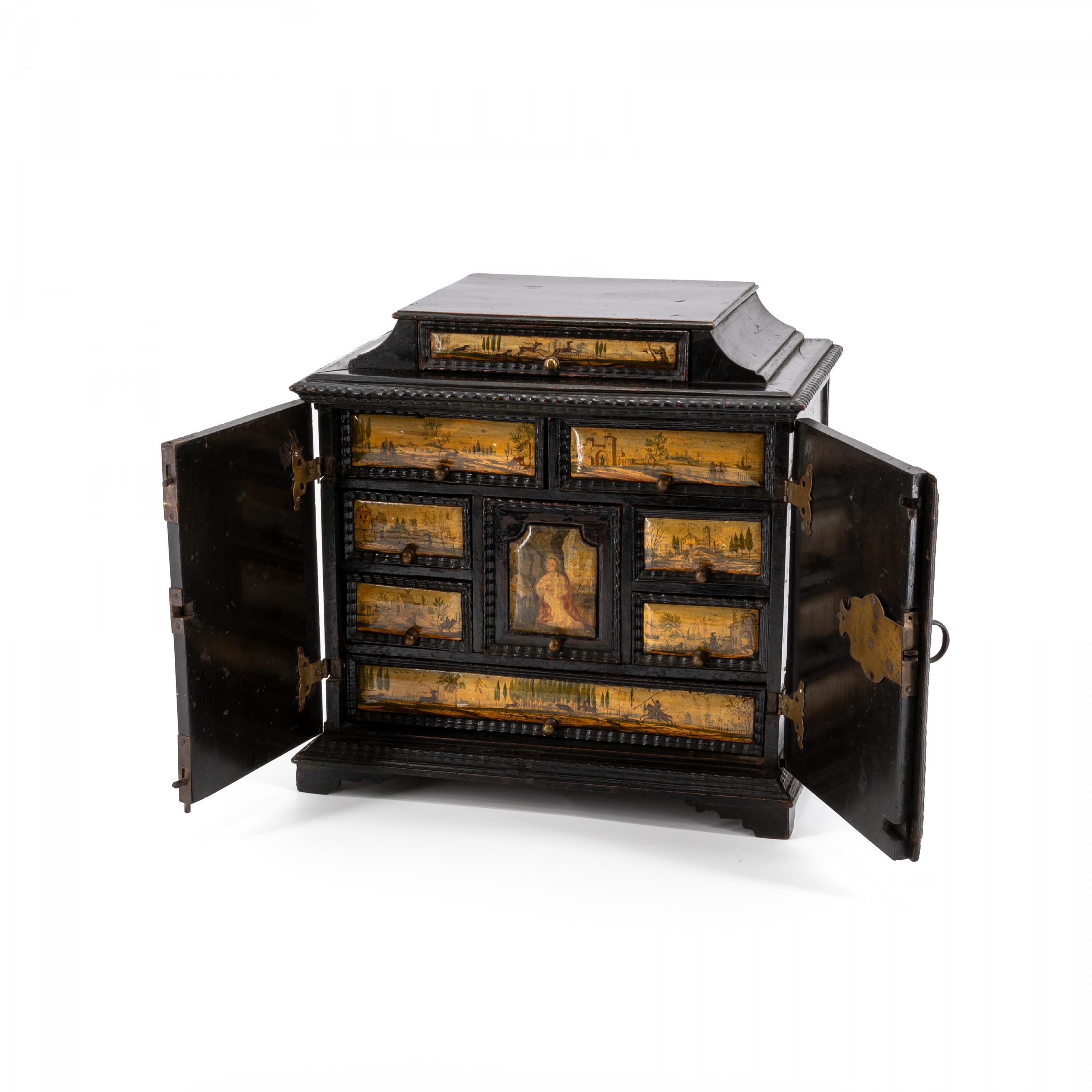 SOFTWOOD CABINET ON STAND WITH LANDSCAPES AND HUNTING SCENES - Image 2 of 7
