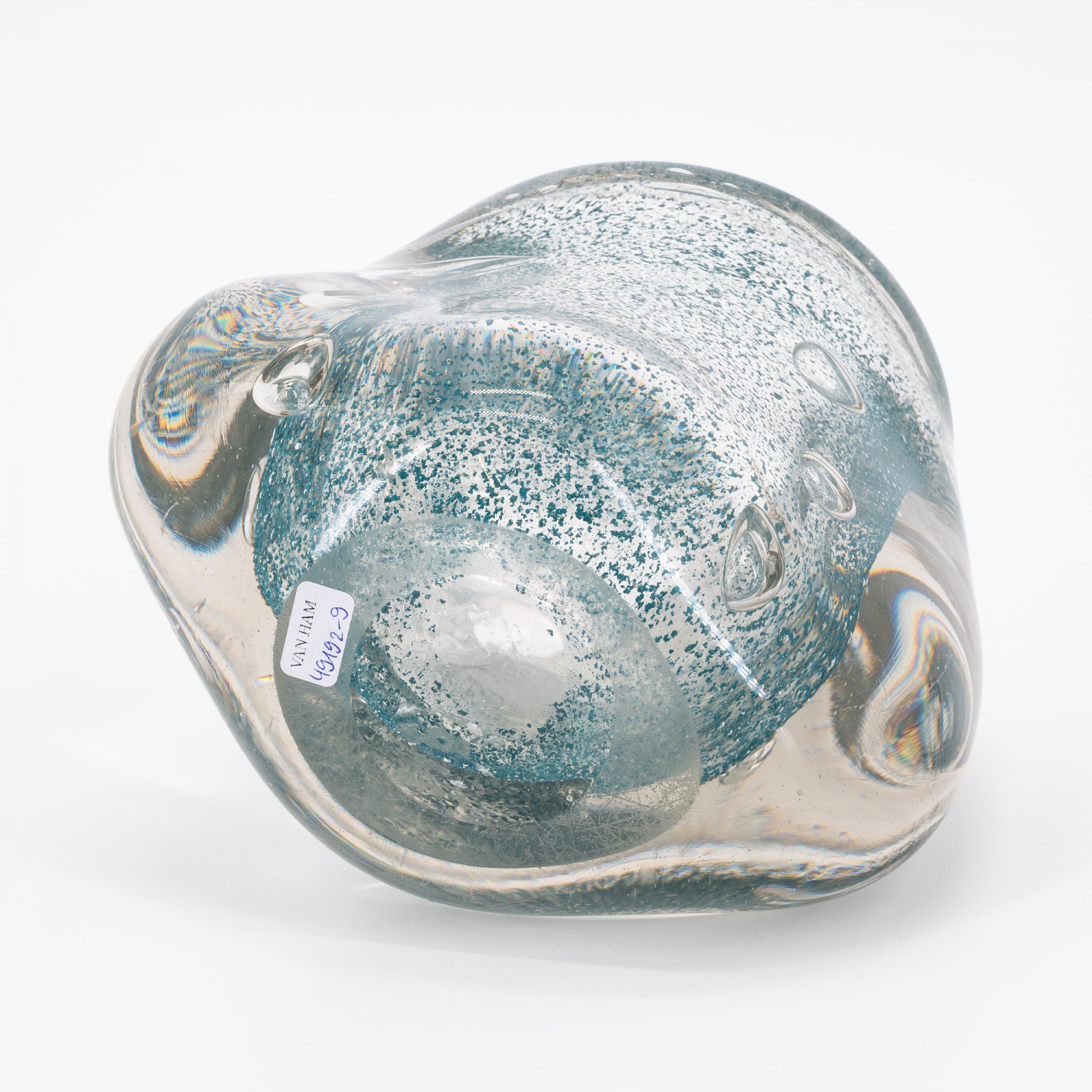 GLASS VASE WITH TURQUOISE BLUE POWDER INCLUSIONS - Image 6 of 6