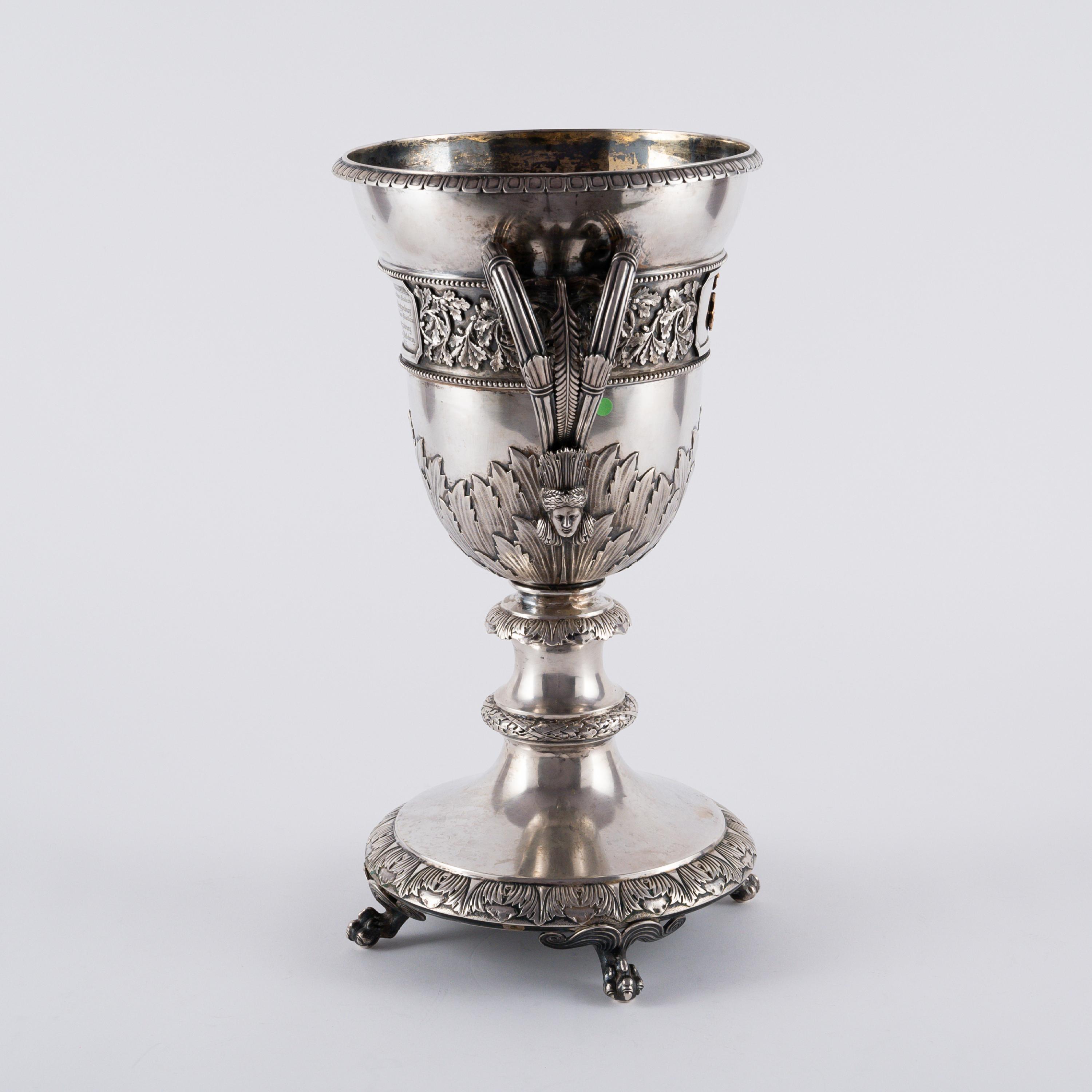 MAGNIFICENT SILVER DOUBLE HANDLED GOBLET WITH DEDICATION FOR THE SILVER WEDDING ANNIVERSARY OF COUNT - Image 5 of 7