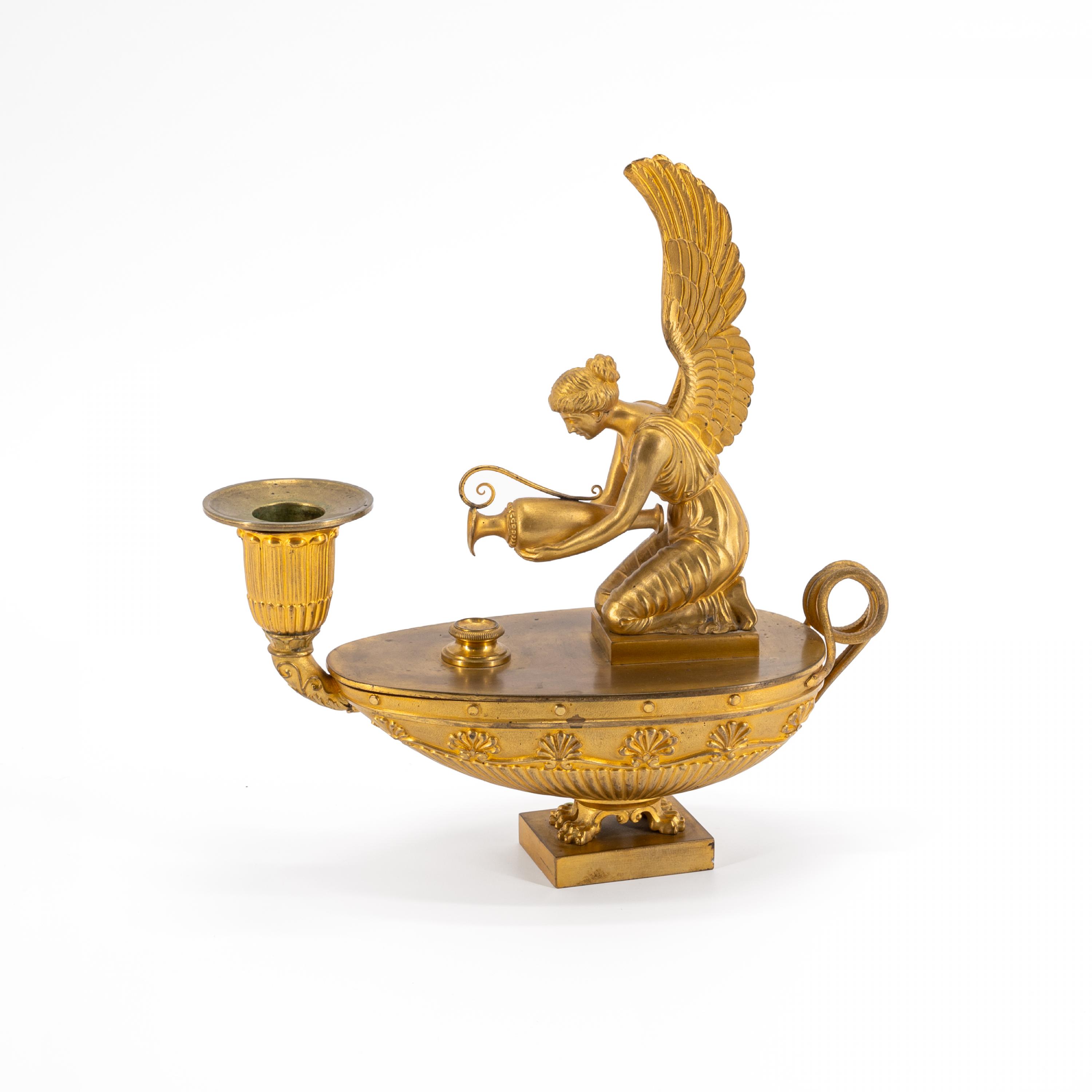 BRONZE CANDLESTICK IN THE FORM OF AN OIL LAMP EMPIRE - Image 2 of 7