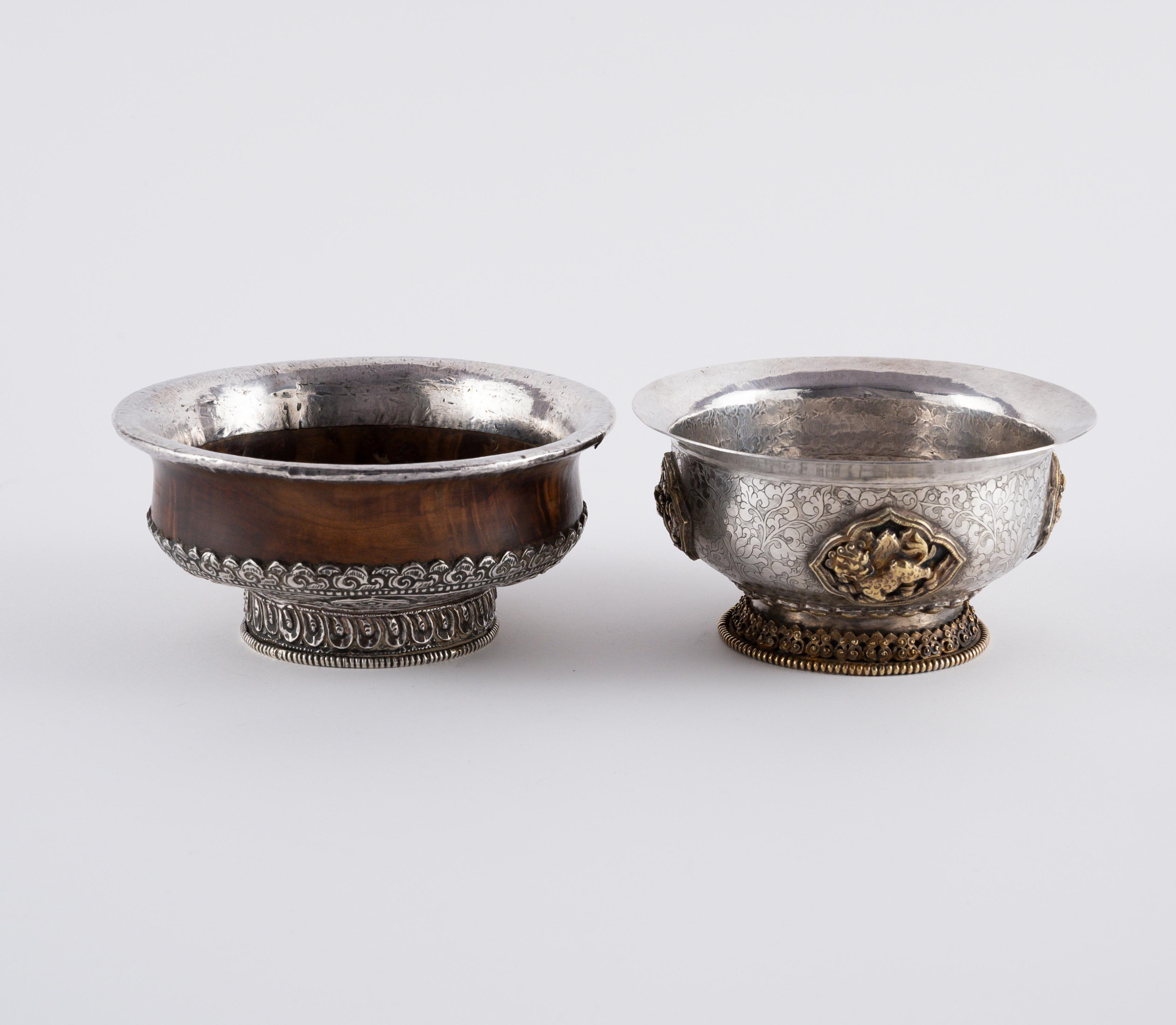 TWO SILVER TEA CUPS STANDS AND THREE TEA BOWL (PHORBA) - Image 5 of 19