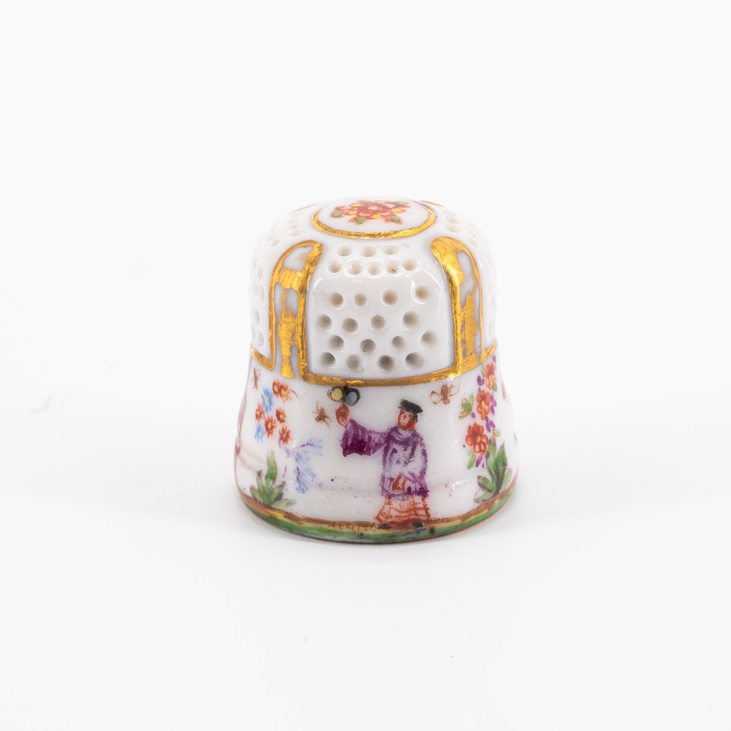 RARE PORCELAIN THIMBLE WITH VERY FINELY COLOURED CHINOISERIES - Image 4 of 6