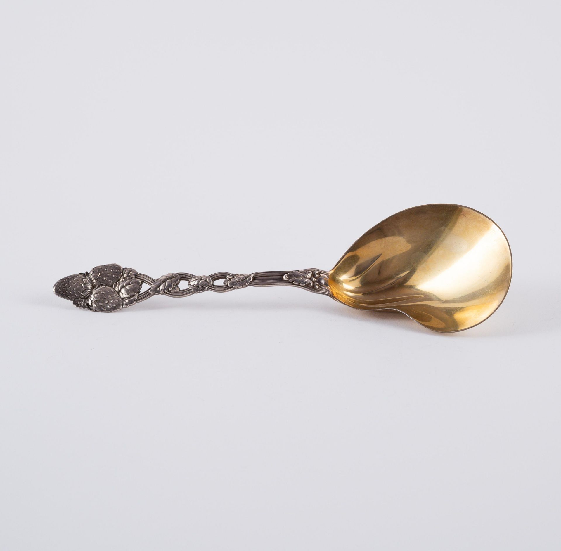 1 LARGE SILVER BERRY SPOON WITH STRAWBERRY DECOR - Image 2 of 3