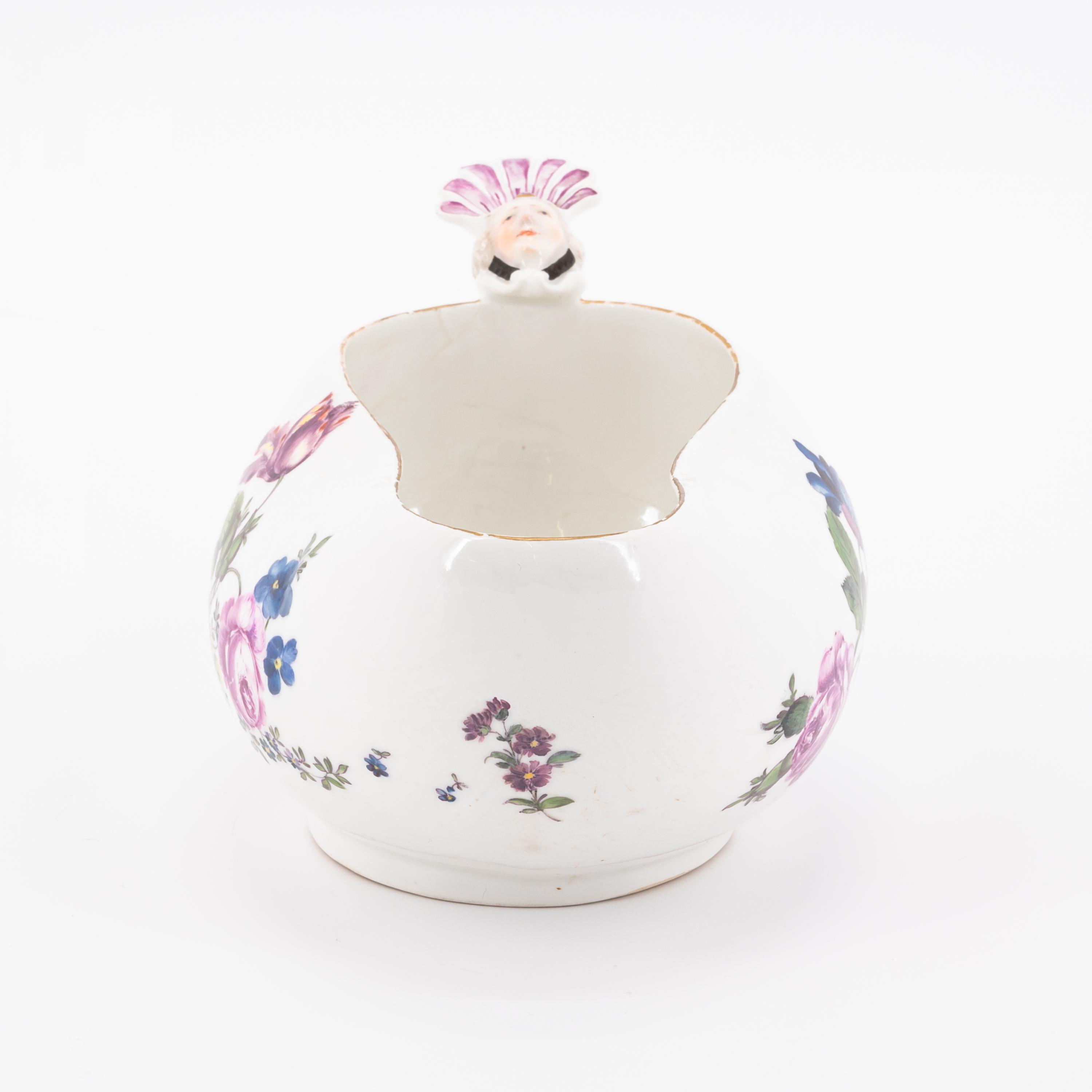 PORCELAIN BOURDALOU, BOWL AND CHOCOLATE POT WITH FLORAL DECOR - Image 4 of 13