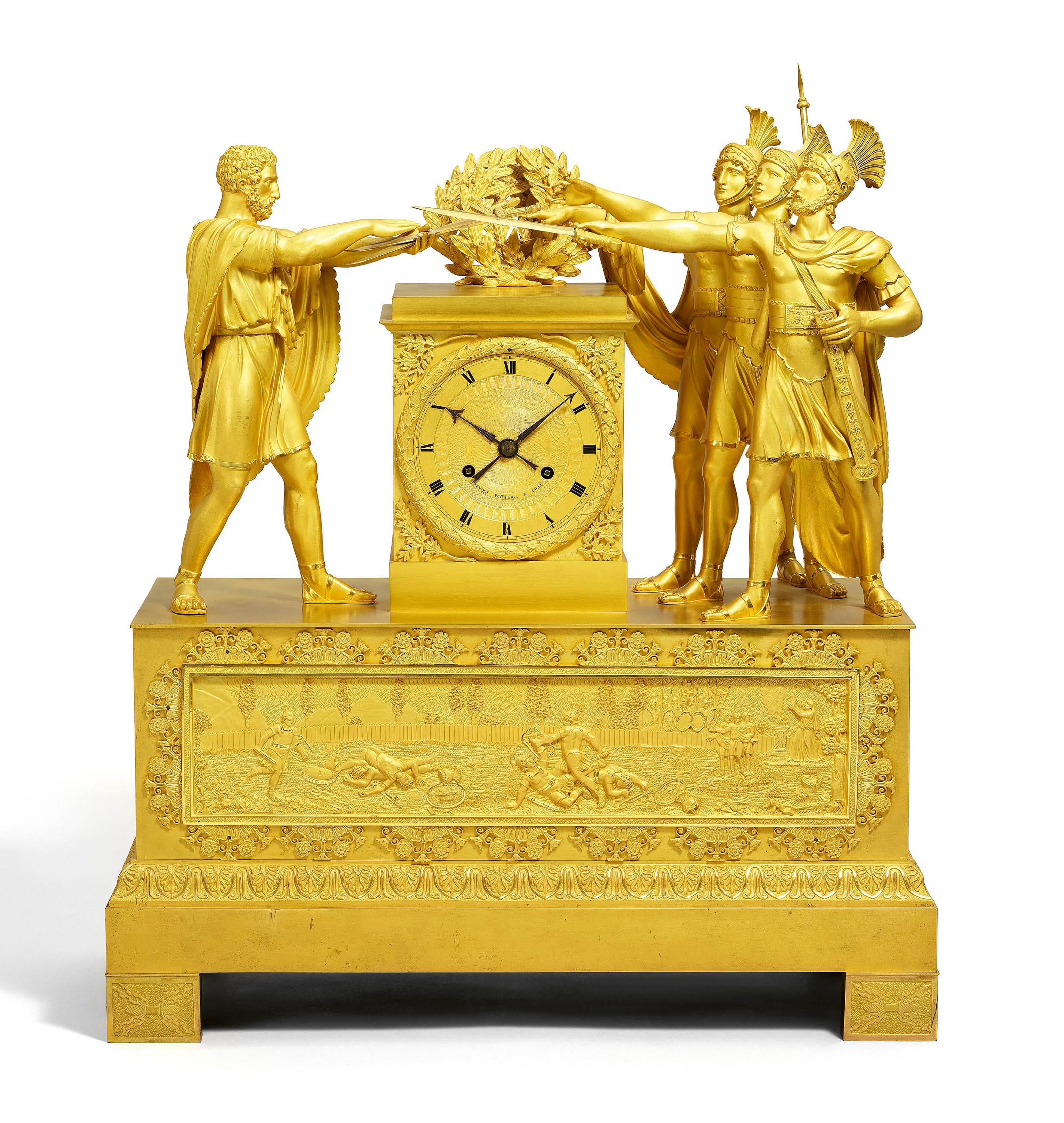BRONZE MONUMENTAL PENDULUM CLOCK WITH THE OATH OF THE HORATII