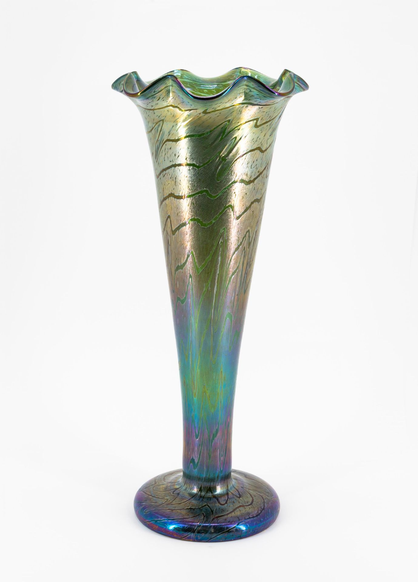 LARGE GLASS GOBLET-SHAPED FLOOR VASE PAPILLON DECOR - Image 4 of 6