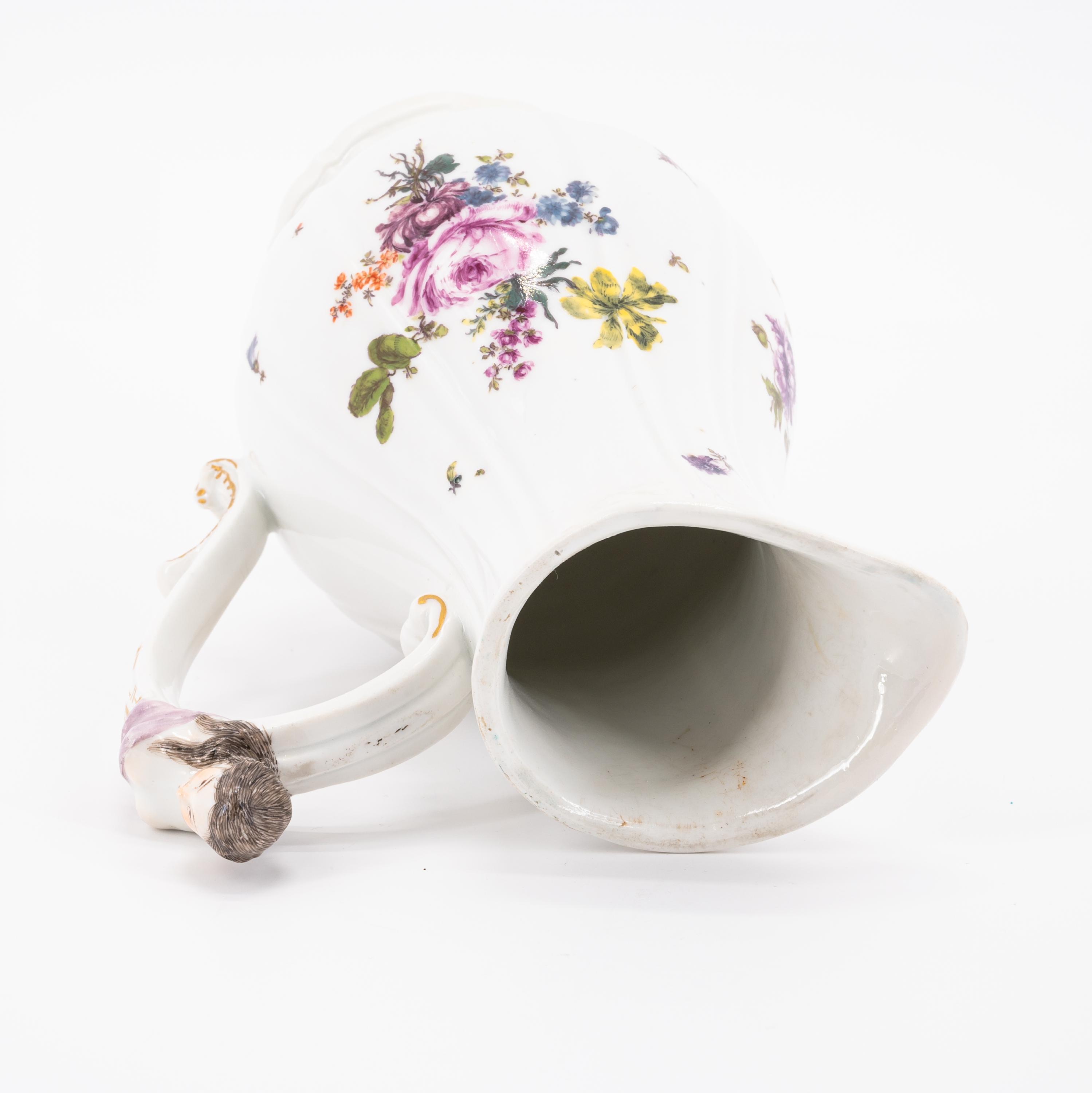 TWO PORCELAIN VASES, ONE MILK JUG AND ONE SMALL BOWL WITH OMBRE FLOWERS - Image 10 of 13