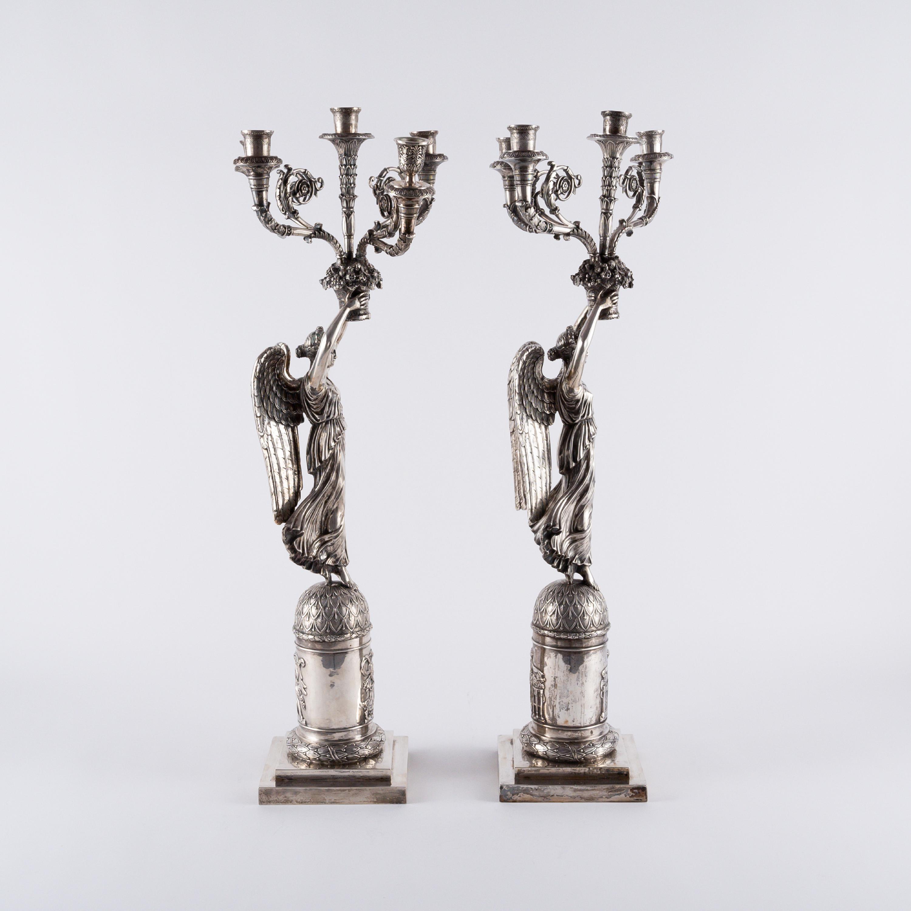 COUPLE OF EXCEPTIONAL SILVER GIRNANDOLES WITH VICTORIAN STYLE EMPIRE - Image 5 of 8