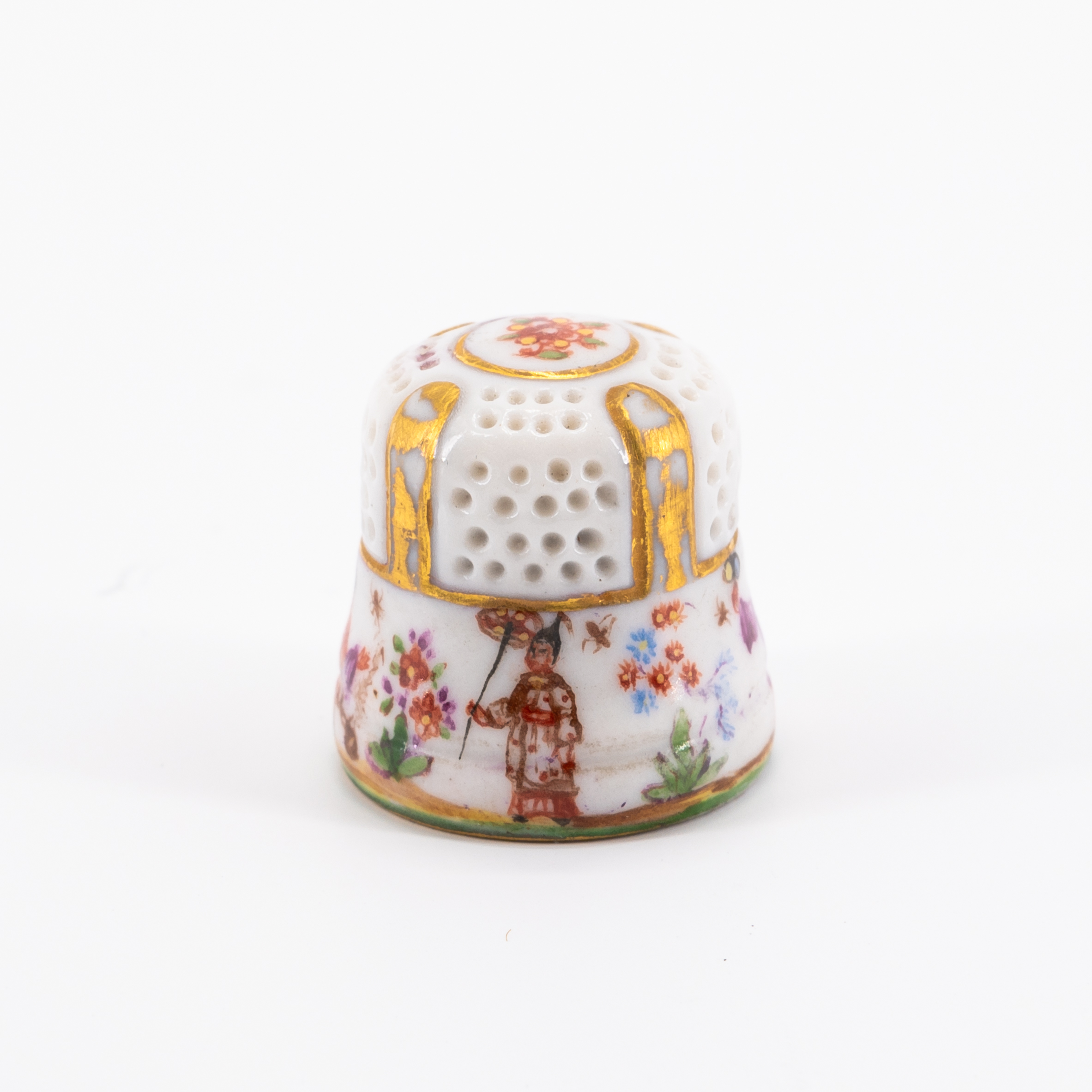 RARE PORCELAIN THIMBLE WITH VERY FINELY COLOURED CHINOISERIES - Image 3 of 6