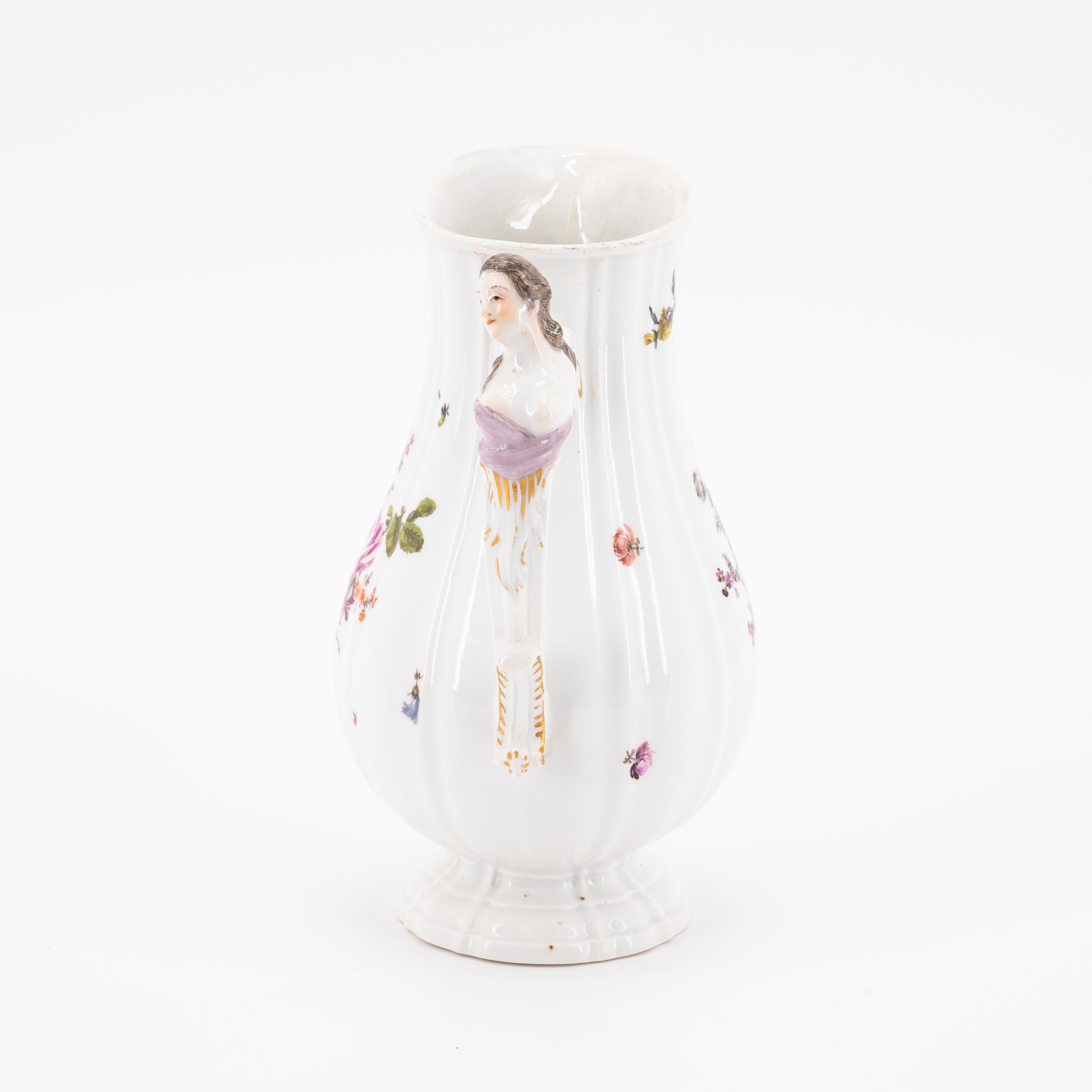 TWO PORCELAIN VASES, ONE MILK JUG AND ONE SMALL BOWL WITH OMBRE FLOWERS - Image 8 of 13