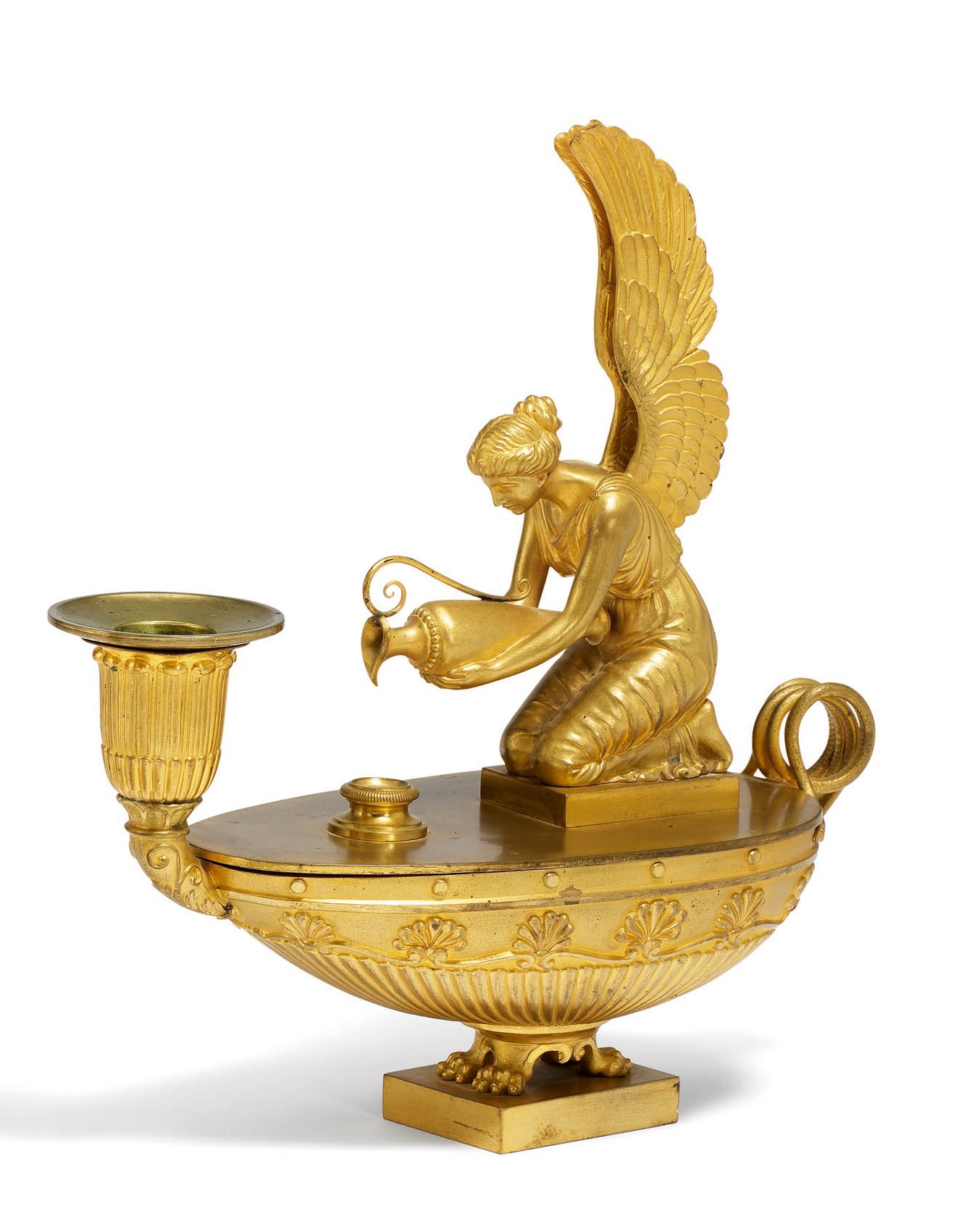 BRONZE CANDLESTICK IN THE FORM OF AN OIL LAMP EMPIRE