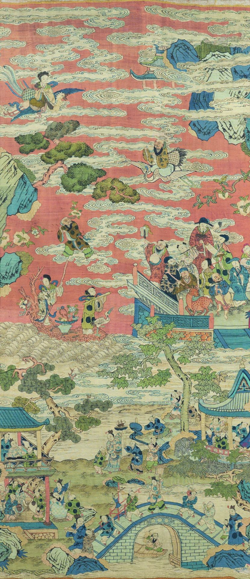 TEXTILE KESI WITH THE EIGHT IMMORTALS