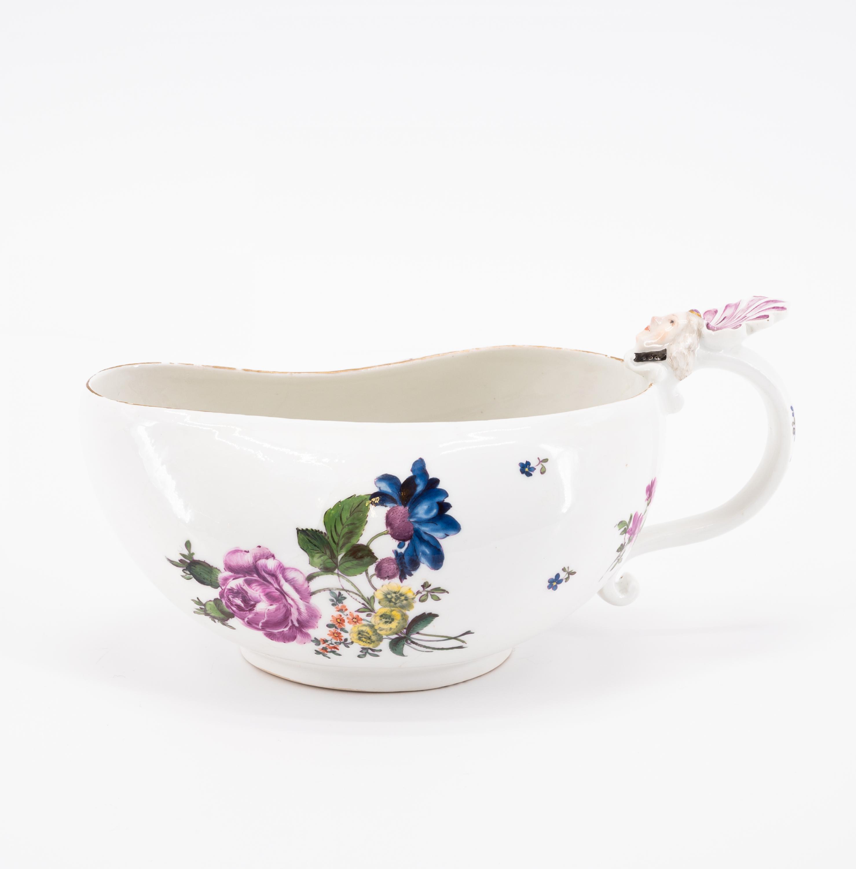 PORCELAIN BOURDALOU, BOWL AND CHOCOLATE POT WITH FLORAL DECOR - Image 5 of 13