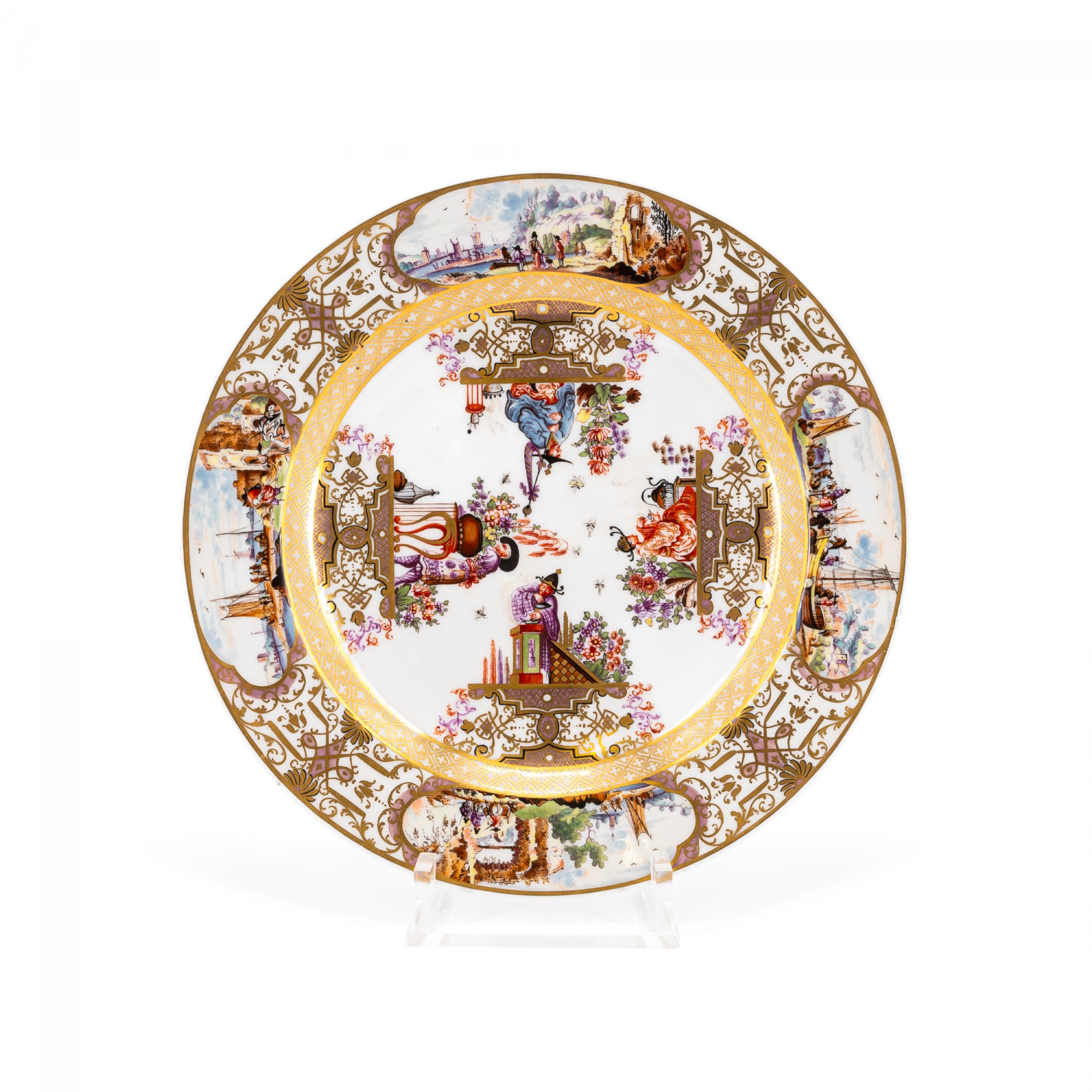 PORCELAIN PLATE WITH CHINOISERIES AND MERCHANT NAVY SCENE - Image 2 of 3