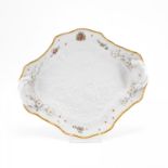 LARGE PORCELAIN HANDLED BOWL WITH DECORATION FROM THE SWAN SERVICE