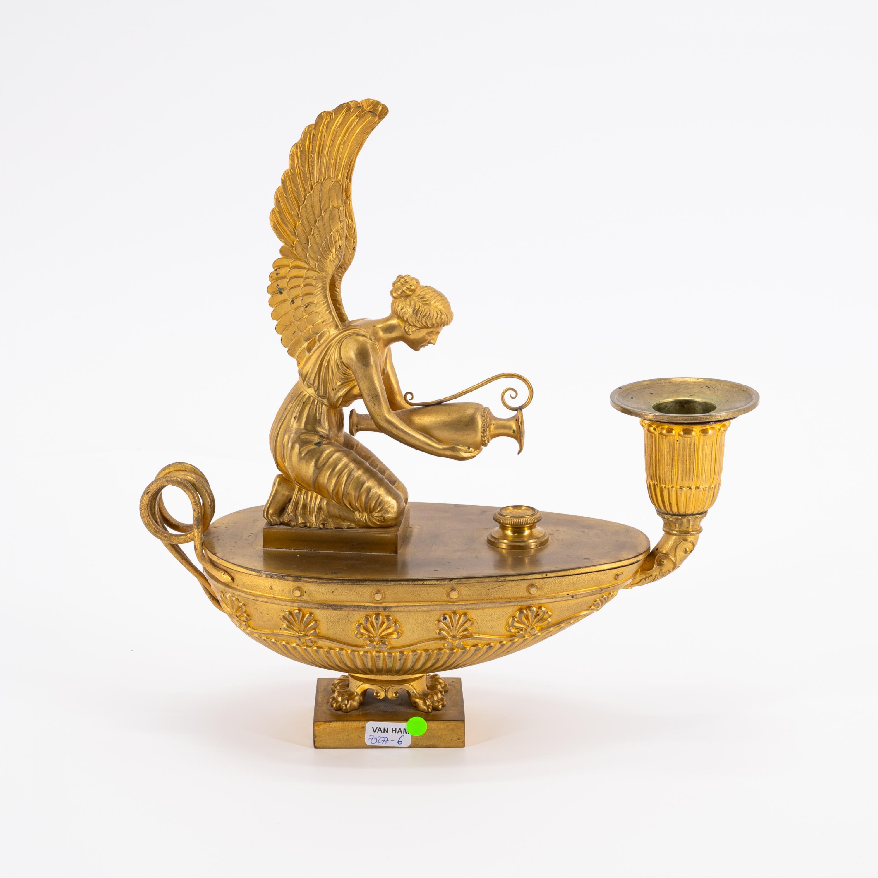 BRONZE CANDLESTICK IN THE FORM OF AN OIL LAMP EMPIRE - Image 4 of 7