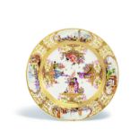 PORCELAIN PLATE WITH CHINOISERIES AND MERCHANT NAVY SCENE