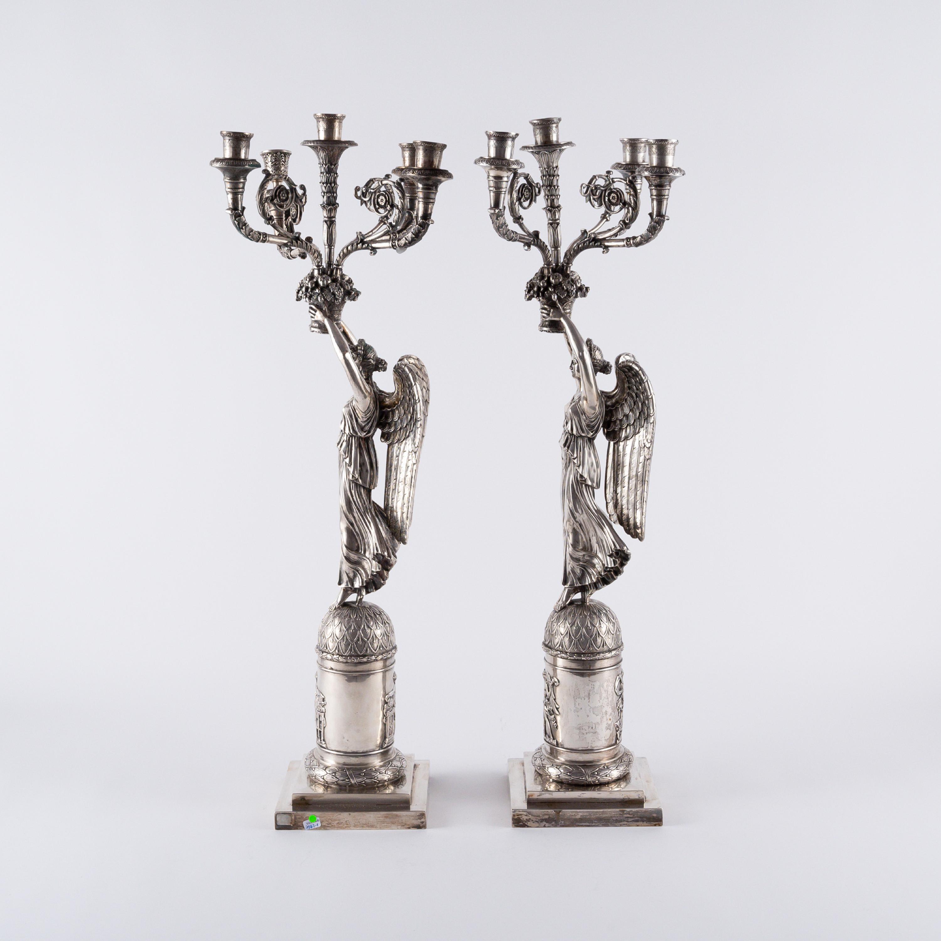 COUPLE OF EXCEPTIONAL SILVER GIRNANDOLES WITH VICTORIAN STYLE EMPIRE - Image 3 of 8