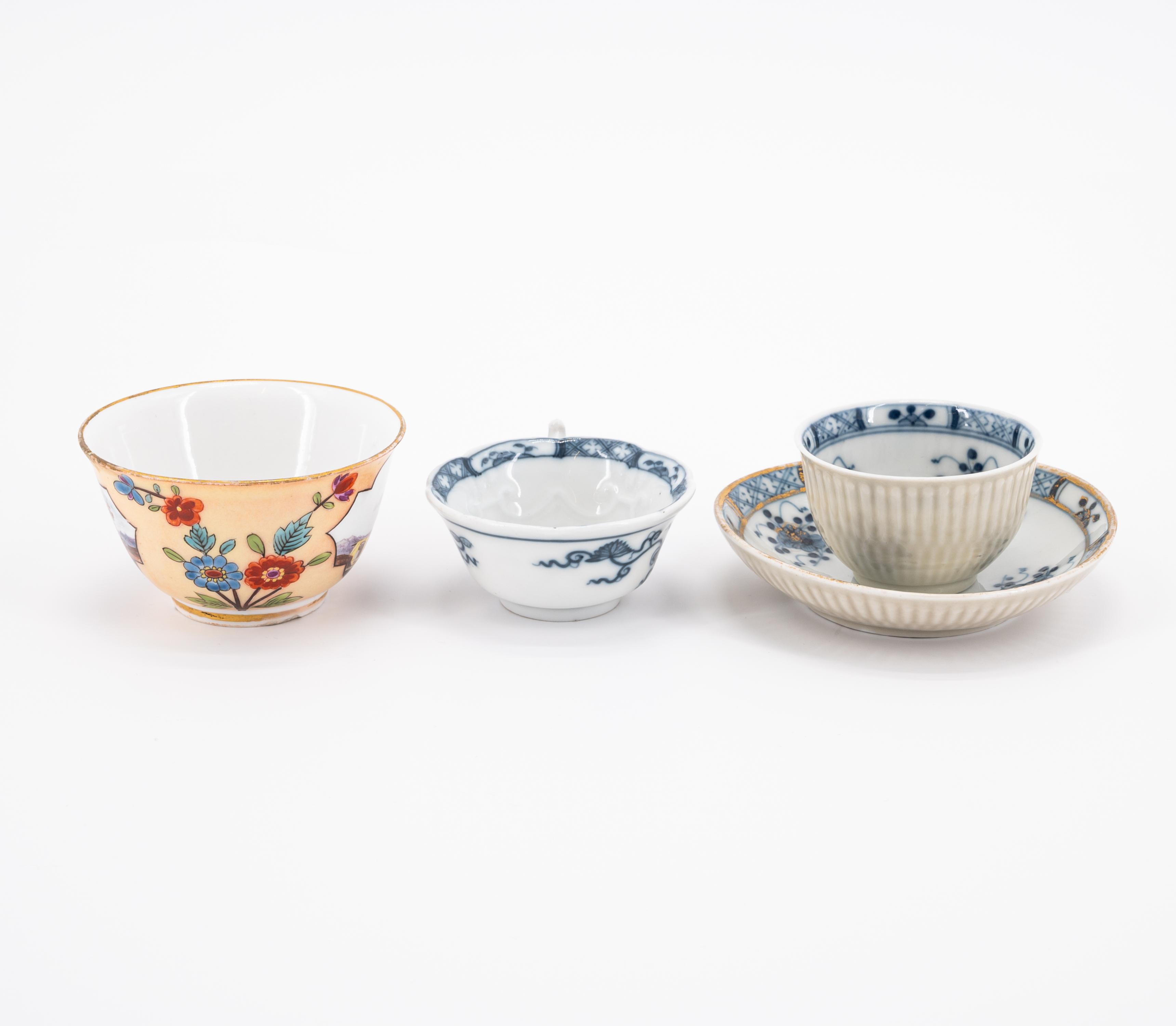 PAIR PORCELAIN CUPS AND SAUCERS WITH STRAW-COLOURED GROUND AND GODRONISED SIDES - Image 9 of 16