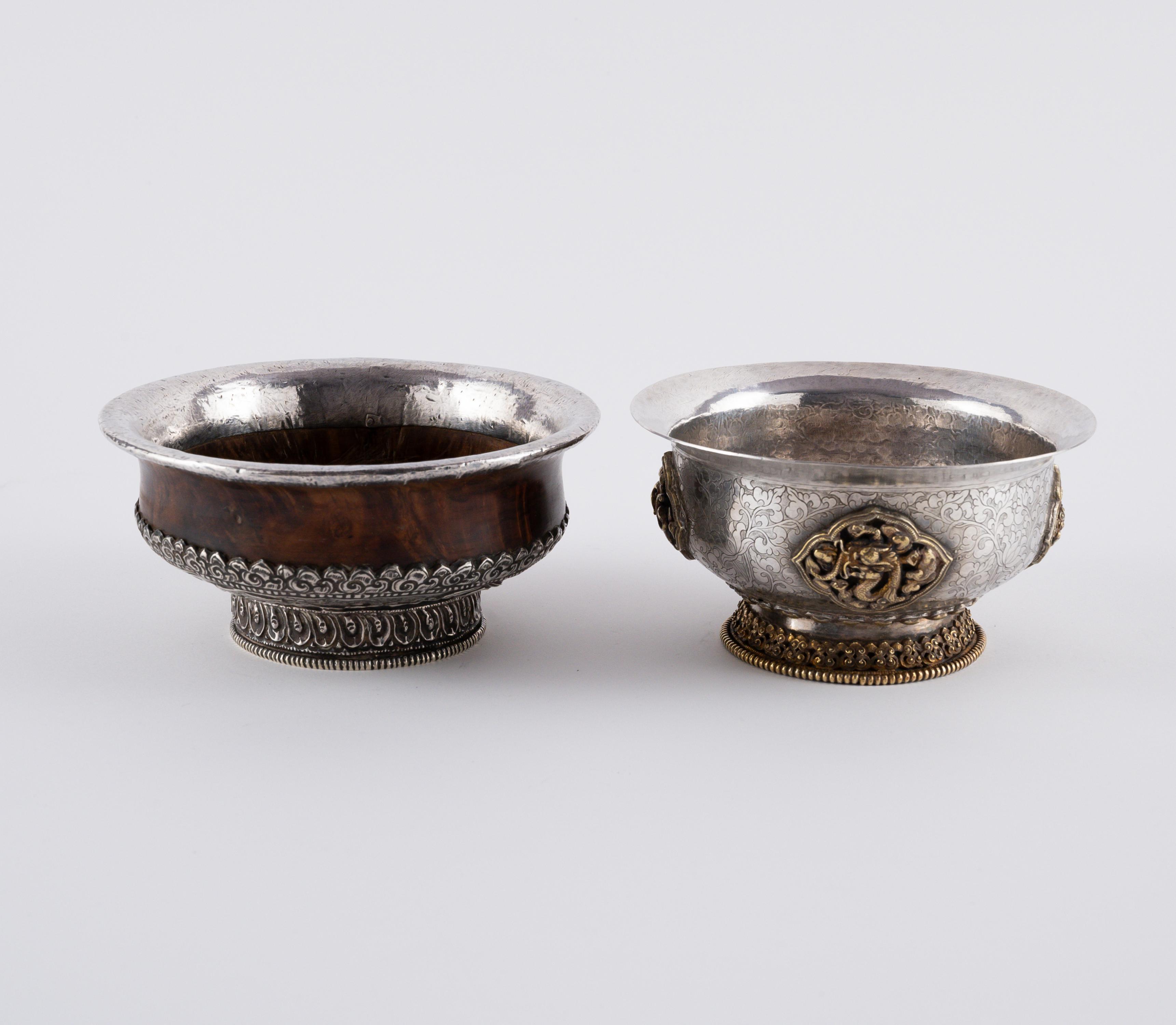 TWO SILVER TEA CUPS STANDS AND THREE TEA BOWL (PHORBA) - Image 4 of 19