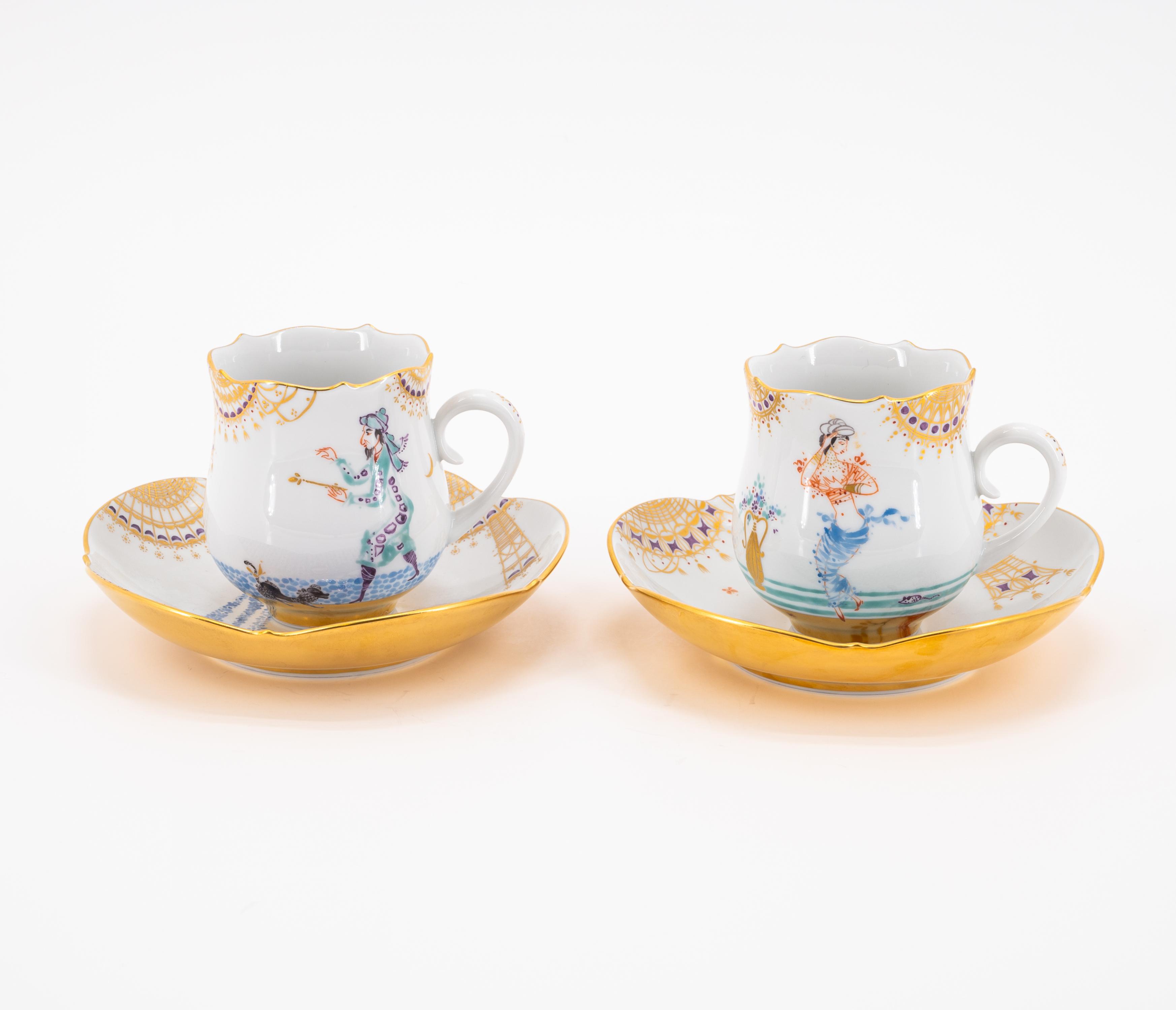 LARGE PORCELAIN COFFEE SERVICE WITH '1001 NIGHTS' DECOR FOR 12 PEOPLE - Image 7 of 19