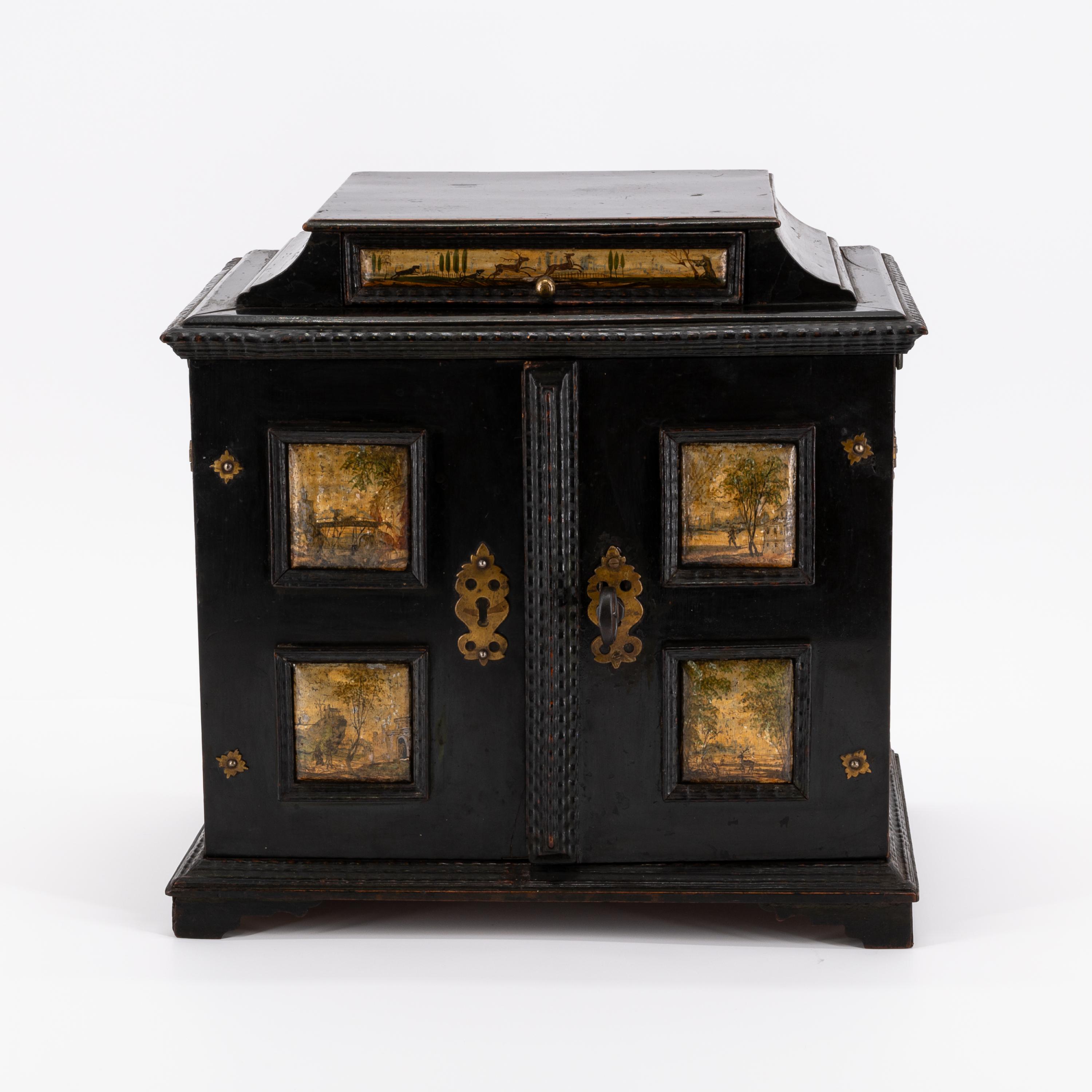 SOFTWOOD CABINET ON STAND WITH LANDSCAPES AND HUNTING SCENES - Image 3 of 7