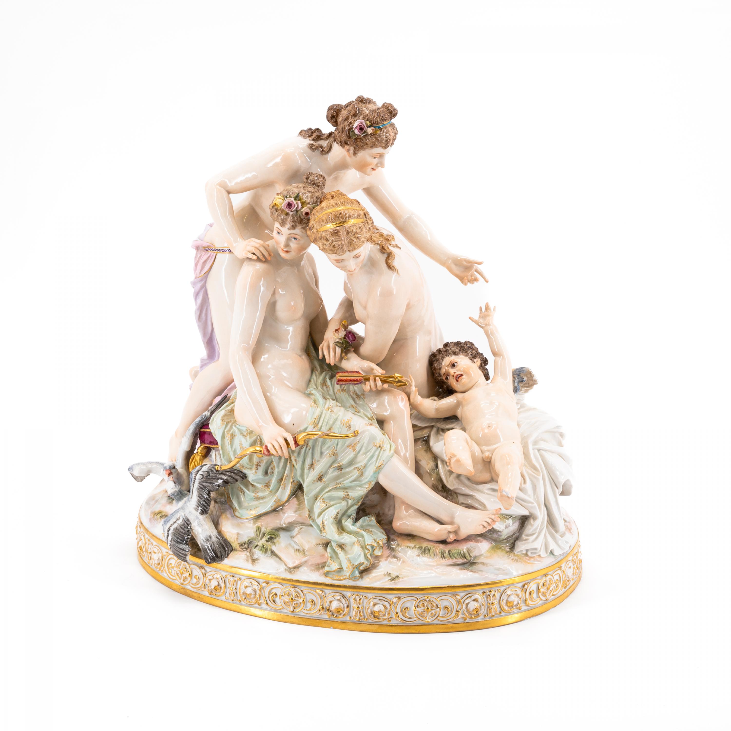 LARGE PORCELAIN GROUP 'THREE GRACES WITH CUPID' - Image 2 of 5