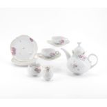 PORCELAIN TEA SERVICE FOR SIX IN THE 'LARGE CUT-OUT' SHAPE WITH 'WINDFLOWER' DECORATION