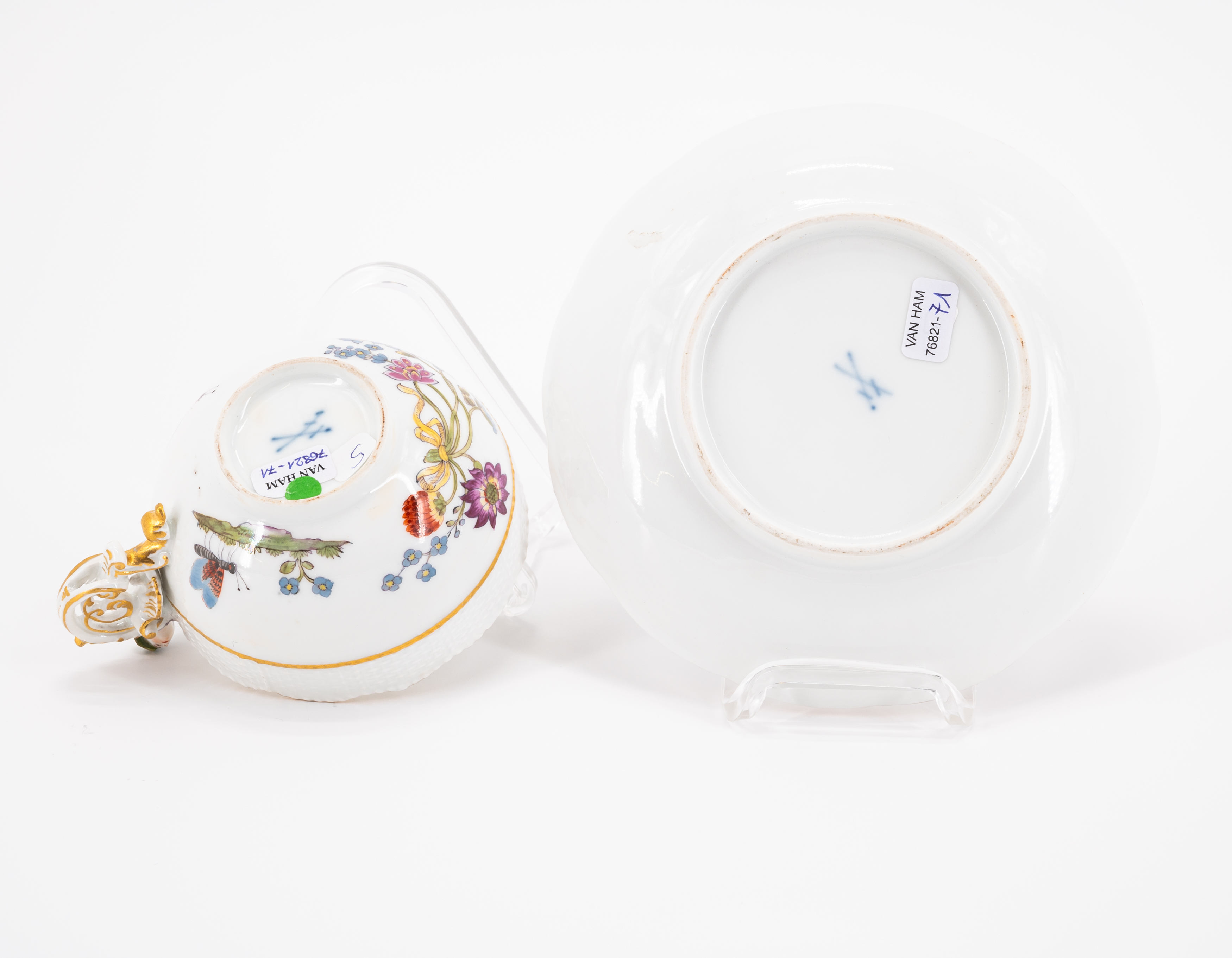 PORCELAIN COFFEE POT, CUP AND SAUCER WITH BUTTERFLY DECOR - Image 6 of 11