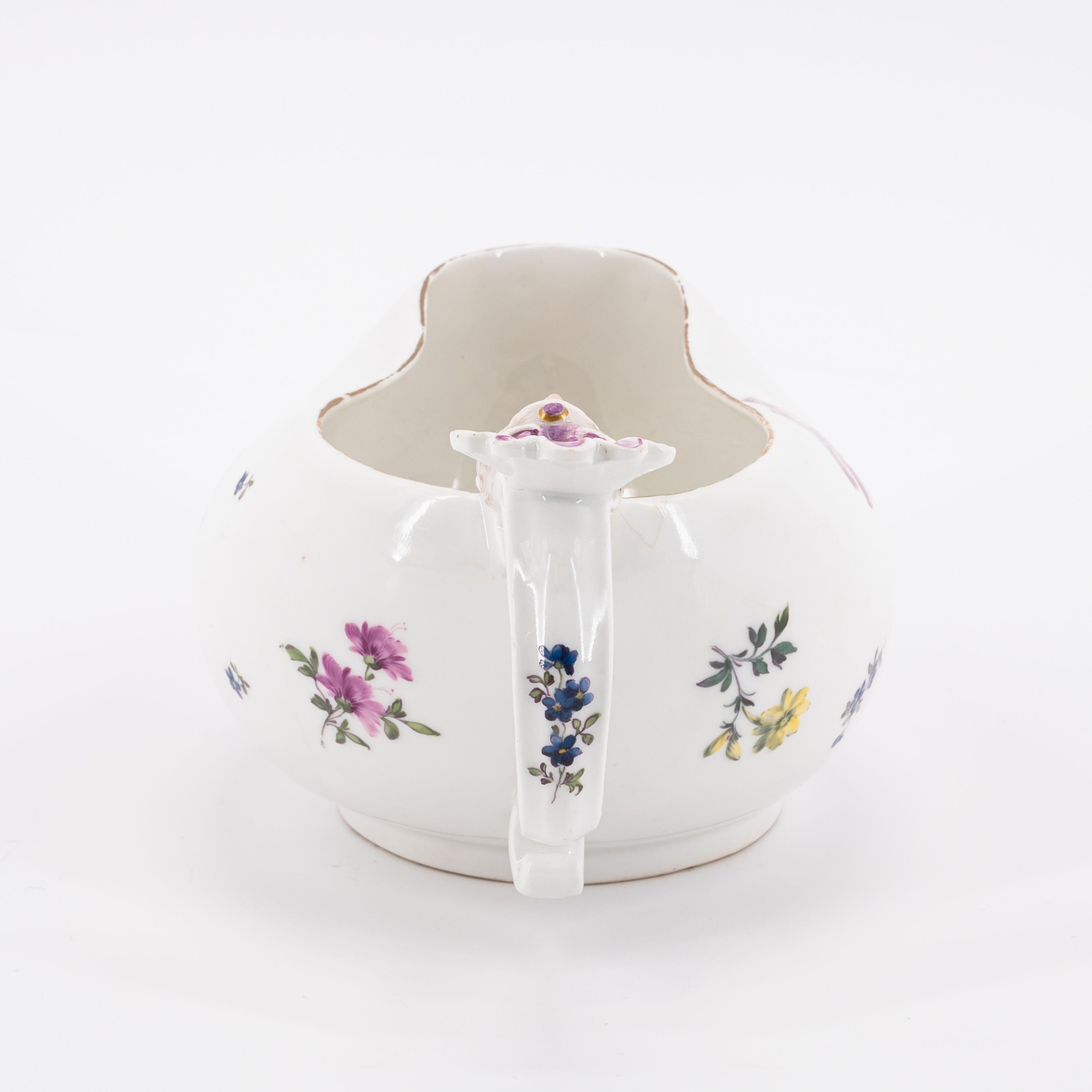 PORCELAIN BOURDALOU, BOWL AND CHOCOLATE POT WITH FLORAL DECOR - Image 6 of 13